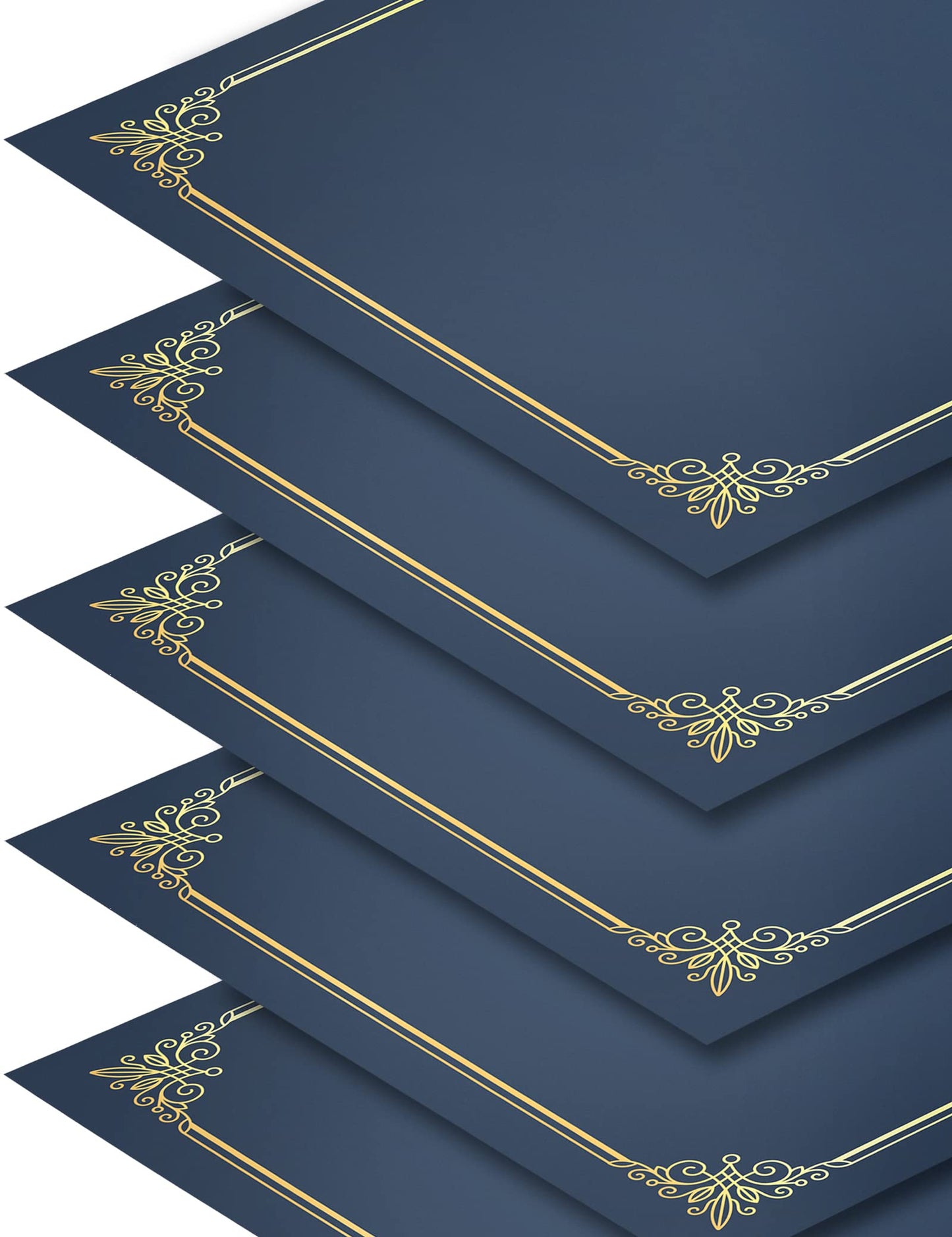 GNL 50 Packs Blue Certificate Holders - Diploma Holders, Certificate Covers with Gold Foil Border, for Letter Size 8.5 x 11 Award Certificate Paper and Documents