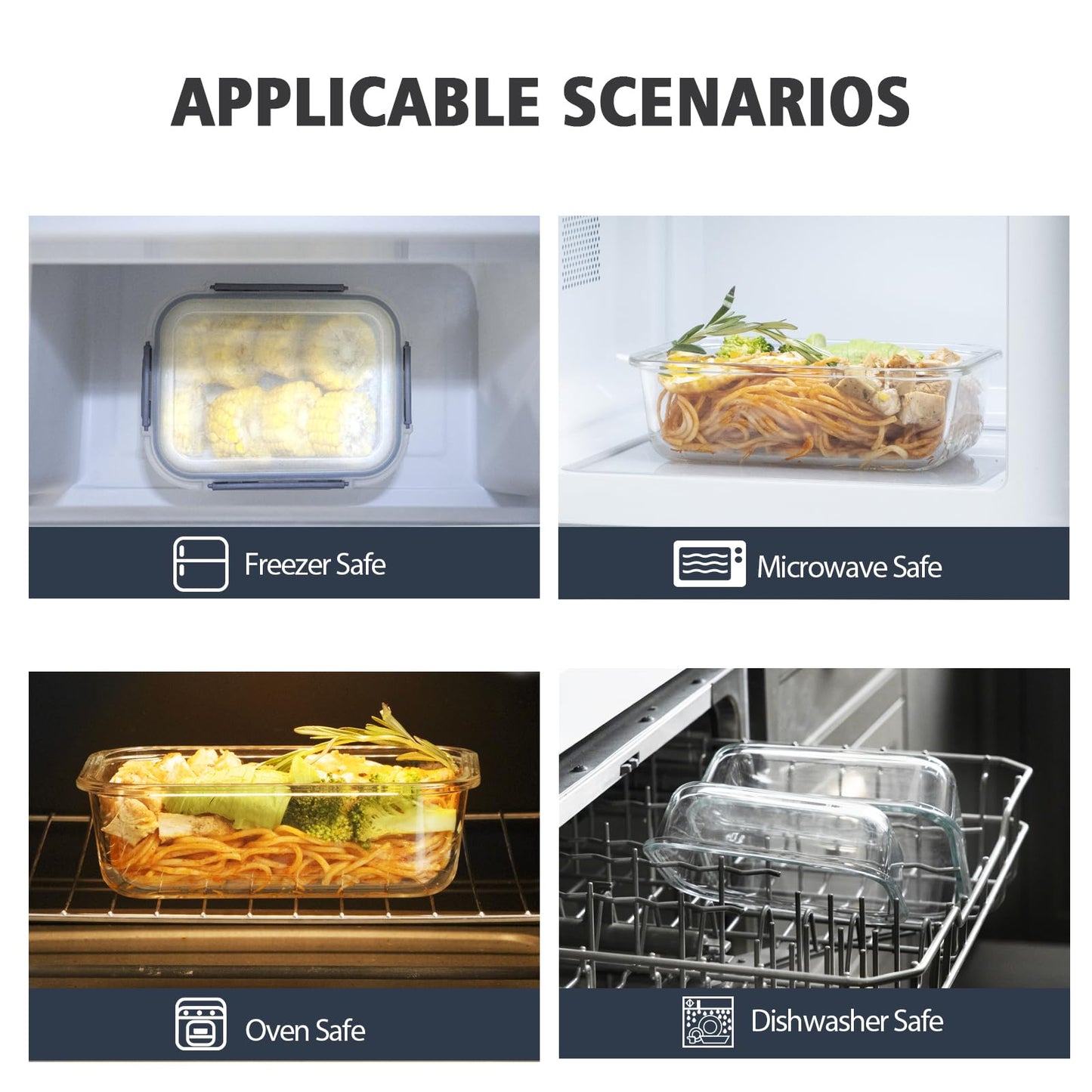 S SALIENT 18 Pieces Glass Food Storage Containers with Lids,Airtight Glass Meal Prep Containers,Glass Storage Containers Set for Kitchen,Pantry BPA Free & Leak Proof (9 lids & 9 Containers)