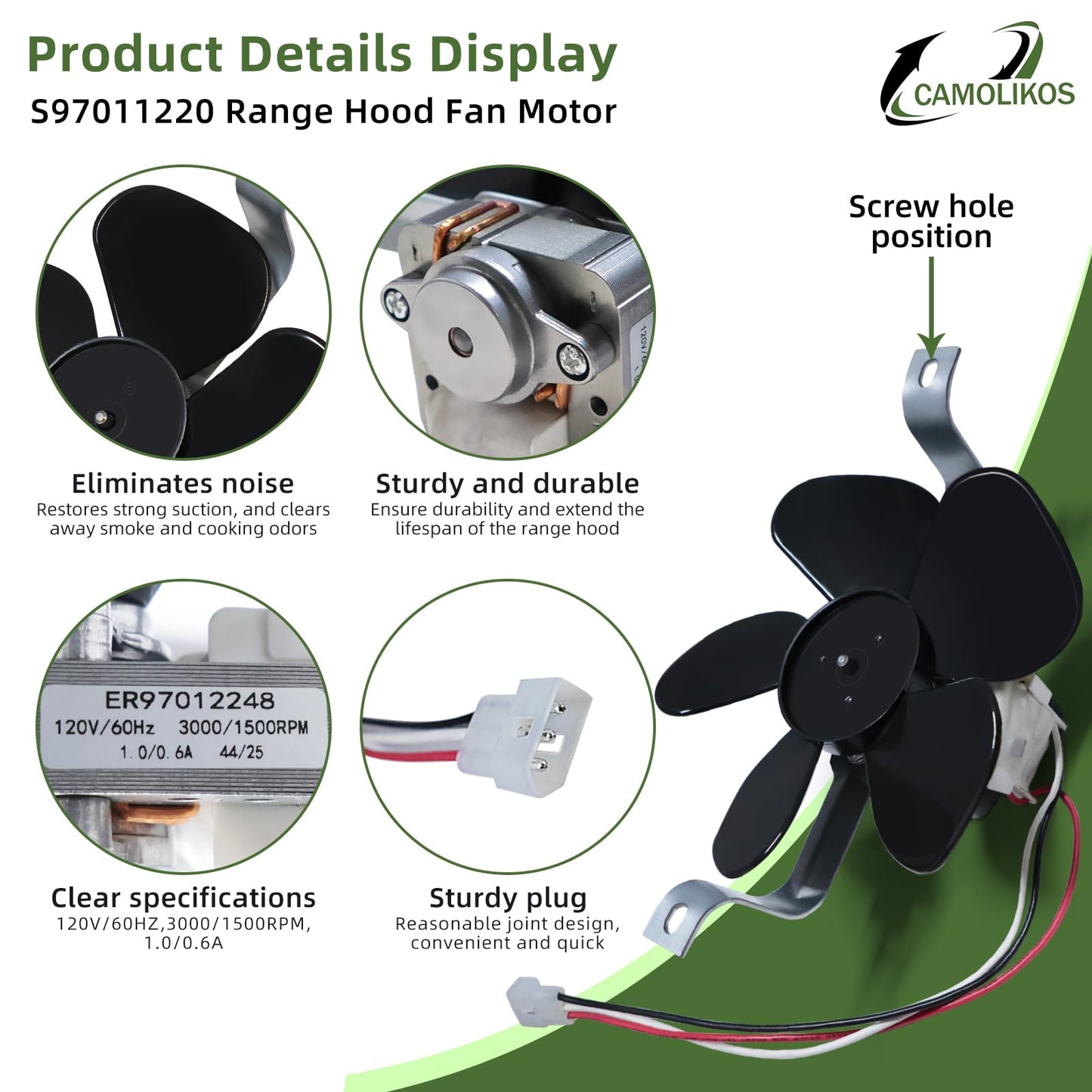 S97011220 Fan Assembly Fits for Broan BP19 41000 Series Range Hood Fan Motor Assembly Replacement 1172574 97005162 97007966 97011247 S97005162 S97007966 S97011247