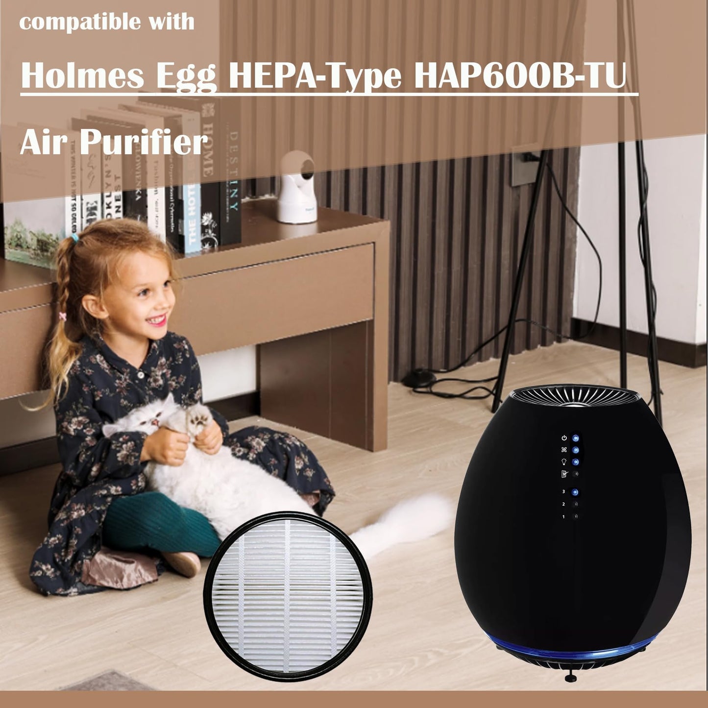 HAP600B Filter for Holmes Egg HAP600B-TU Air Purifier with Premium 360° HAP600B-TU True HEPA, 2 Pack