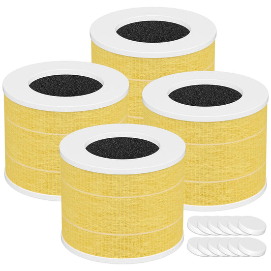 4 Pack Core Mini-P Air Purifier Pet Allergy Replacement Filter for LEVOIT Core Mini Air Purifier, 3-in-1 Pet Care High Efficiency H13 HEPA Filter, Replace Part Core Mini-RF, Yellow
