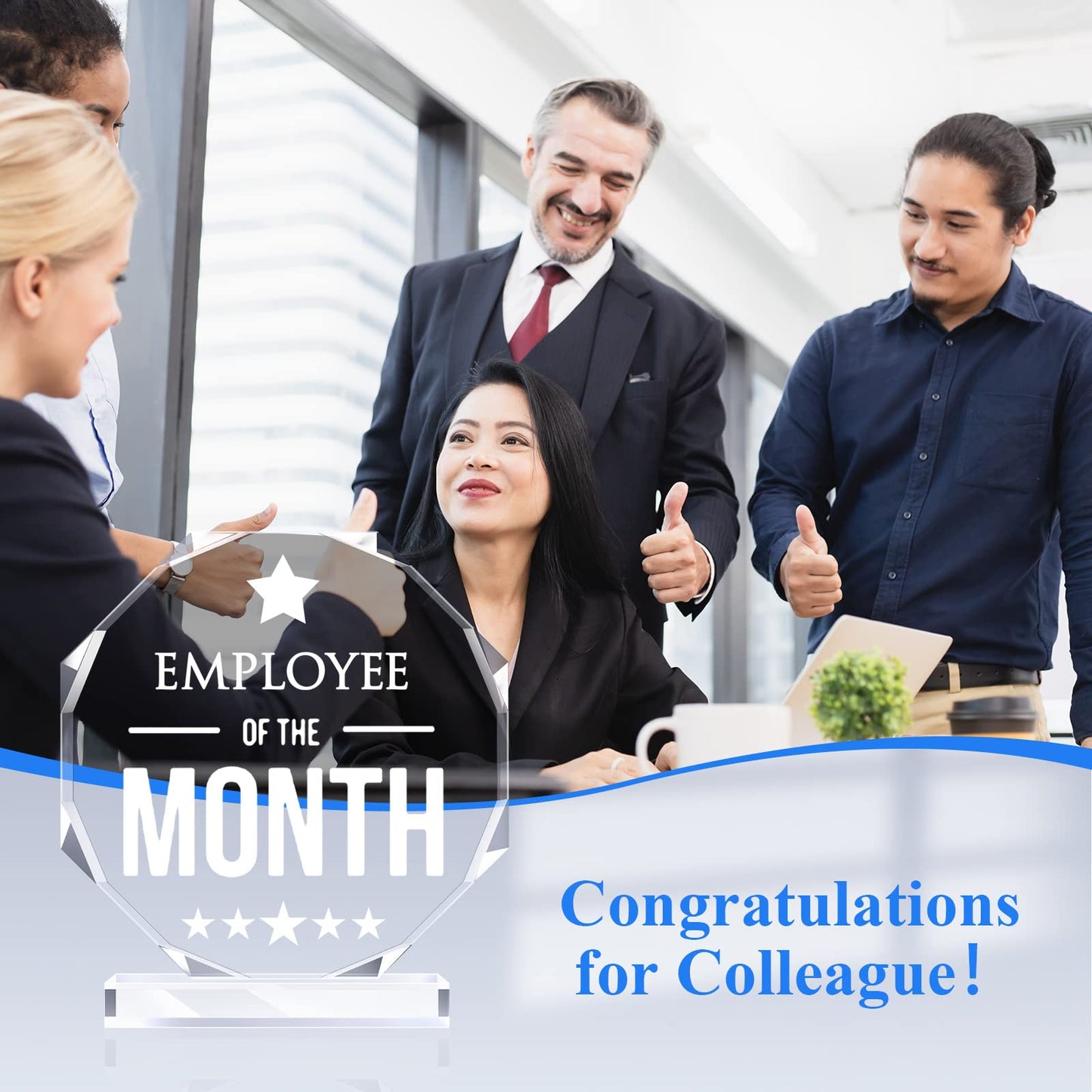 Roowest 6 Pcs Employee of The Month Plaque Employee Appreciation Gifts Inspirational Acrylic Plaque Award Keepsake Reward for Teacher Nurse Coworkers Colleague Volunteer Office Supplies