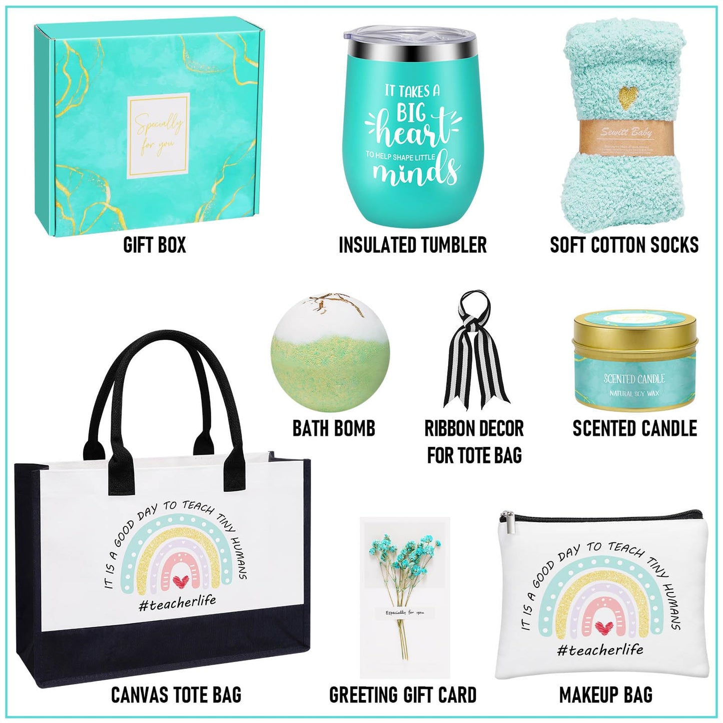 Uwingess Teacher Appreciation Gifts, Personalized Cool Thank You Teacher Appreciation Gifts Basket Ideas for Women- Birthday, Christmas, Valentines Day, Mothers Day