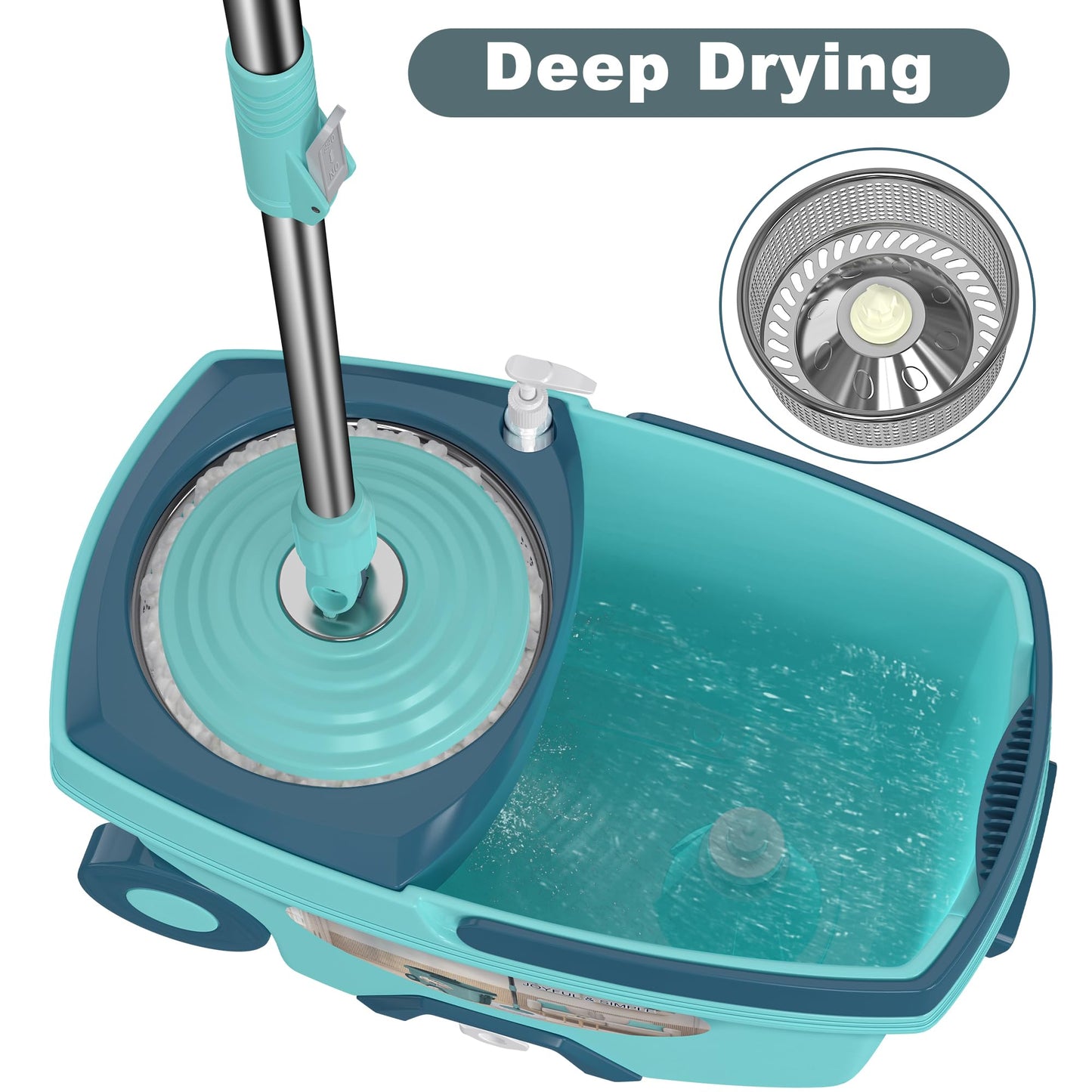Spin Mop and Bucket System, Mop and Bucket with Wringer Set,Mops for Floor Cleaning,Household Supplies Tools with 6 Replacement Refills,61" Extended Handle for Household Hardwood Floor - Green