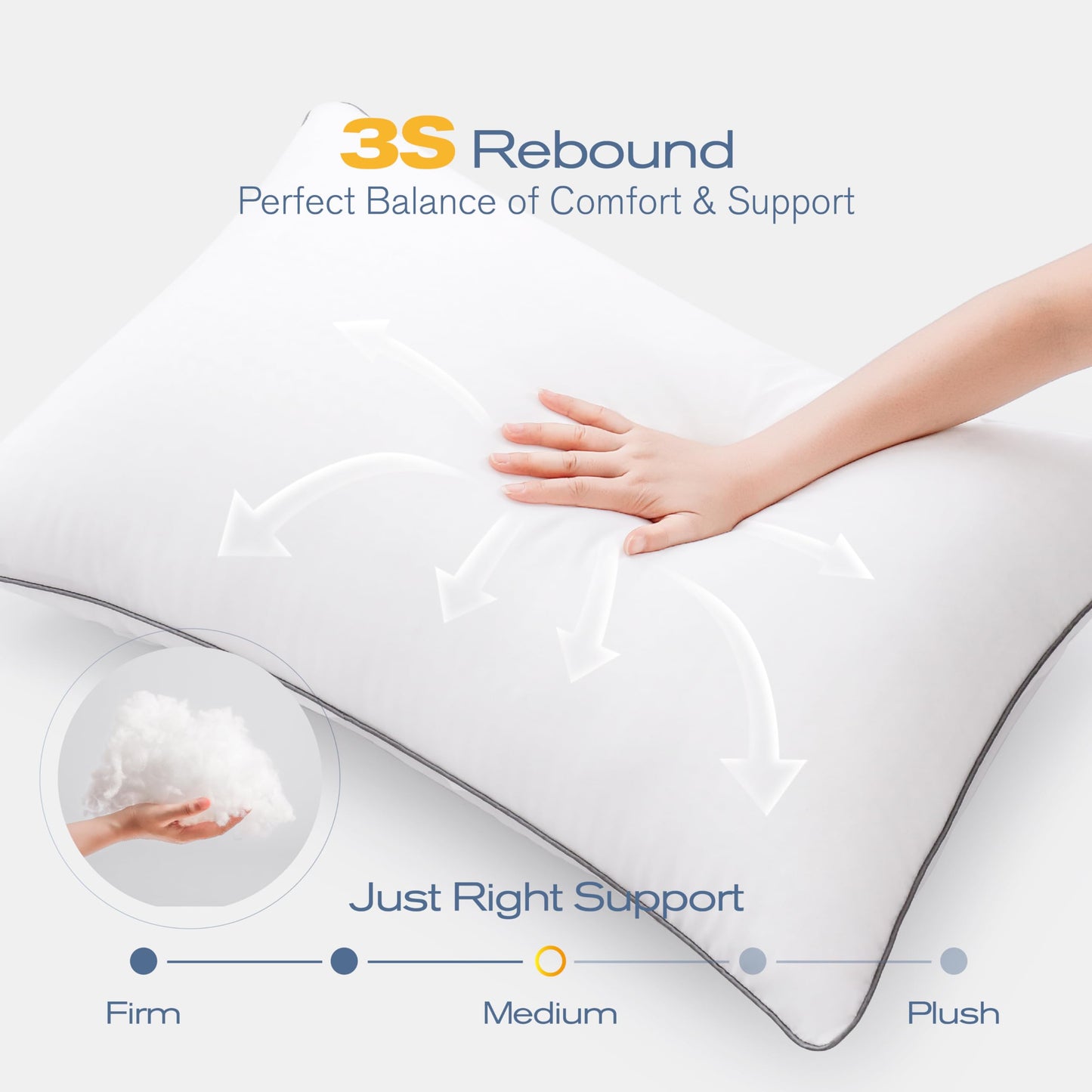 MUFEW King Size Pillows Set of 4, Ultra Thick Down Alternative Bed Pillows,Cooling Hotel Quality King Size Pillows for Back, Stomach or Side Sleepers,Machine Washable (White,4 Pack)