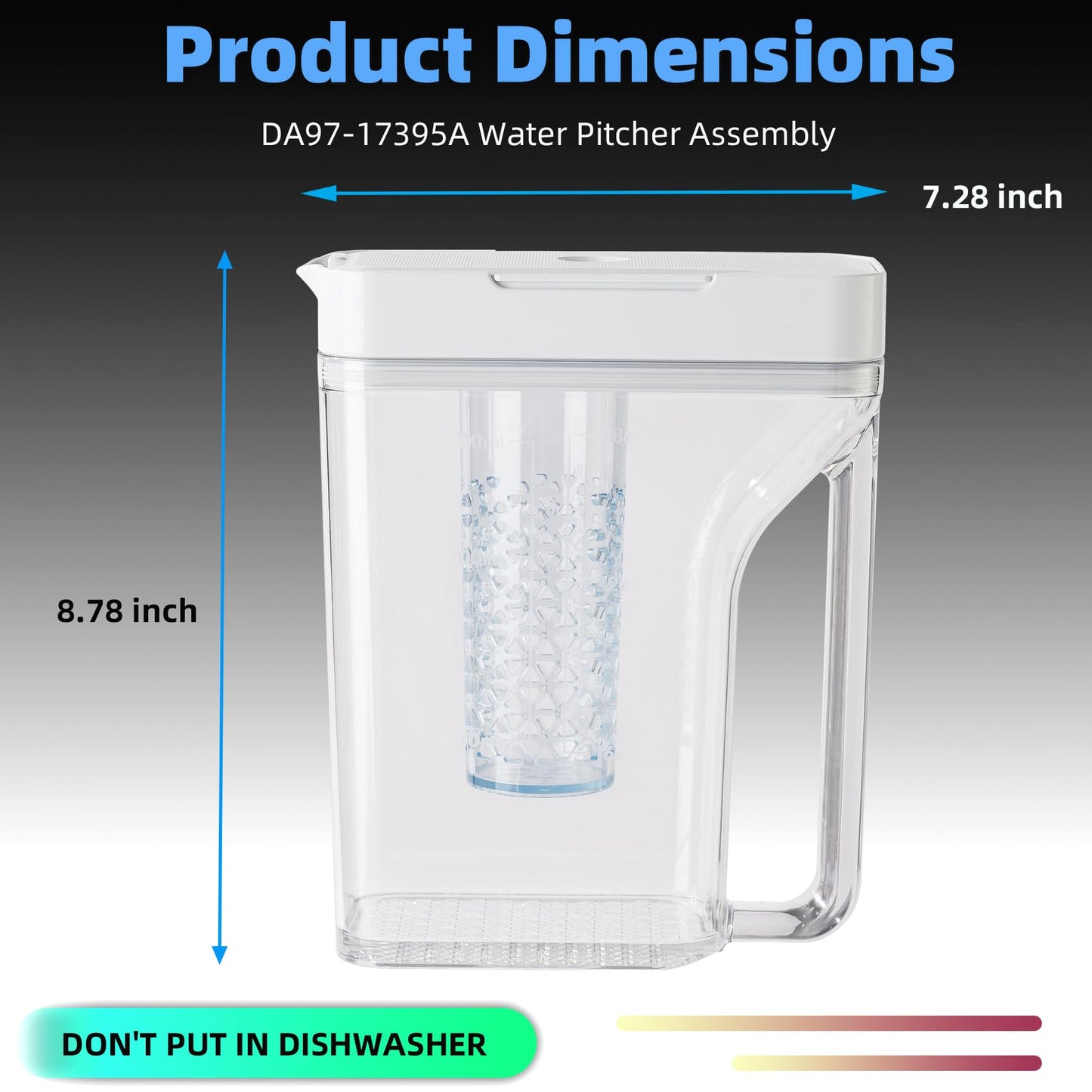UPGRADED DA97-17395A Refrigerator Water Reservoir Pitcher with 2pcs Sealing Ring Compatible with Samsung Refrigerator Fridge Replacement Tank Assembly Pitcher Water-Ref-Part