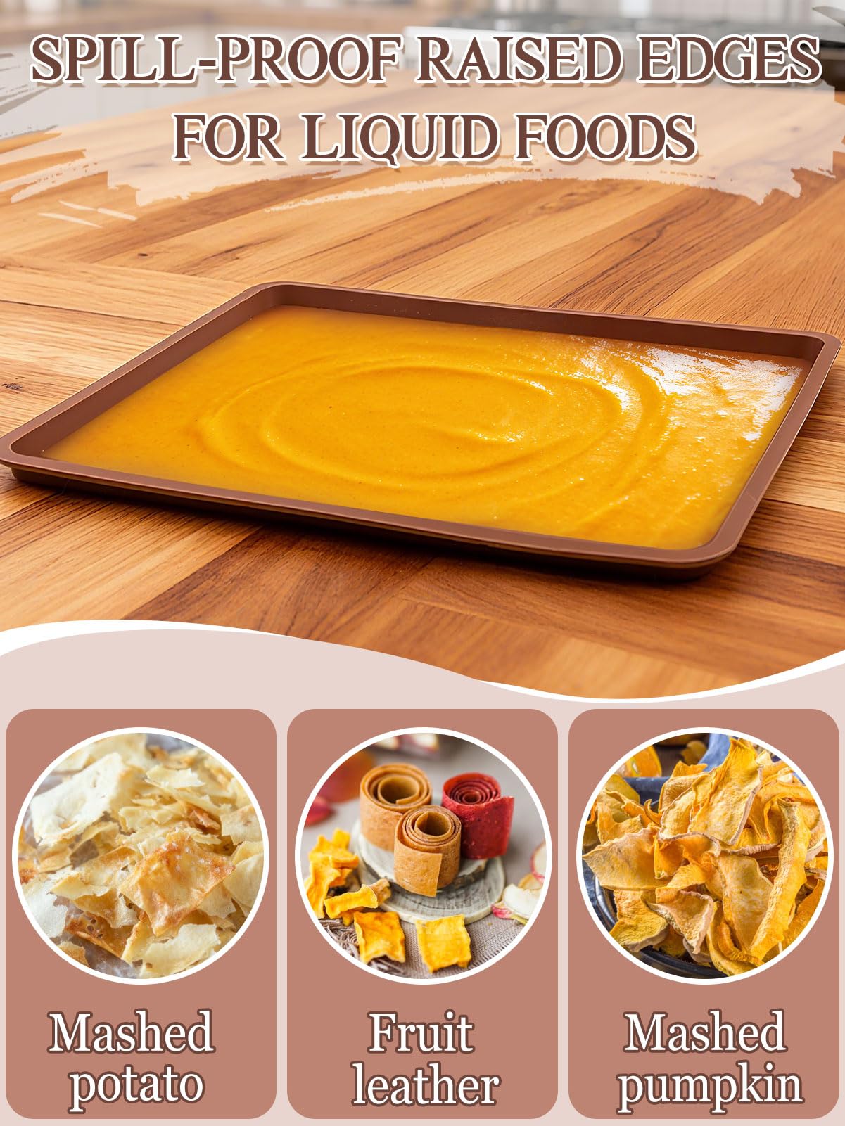 6 Pcs Silicone Food Dehydrator Sheets with Edge, Compatible with Cosori/Excalibur/Magic Mill 14" x 14" Trays, Square Non-stick Tray Liner, High Temperature Resistance Reusable Dryer Mats
