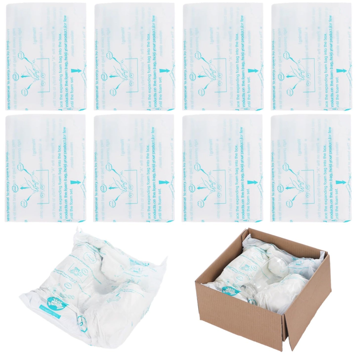 Foam Bags For Shipping 8 PCS 18×23 Inch, Handy Temperature-Activated Expanding Pouches, Instant Pack Quick Packaging - Protective Parcel Solution
