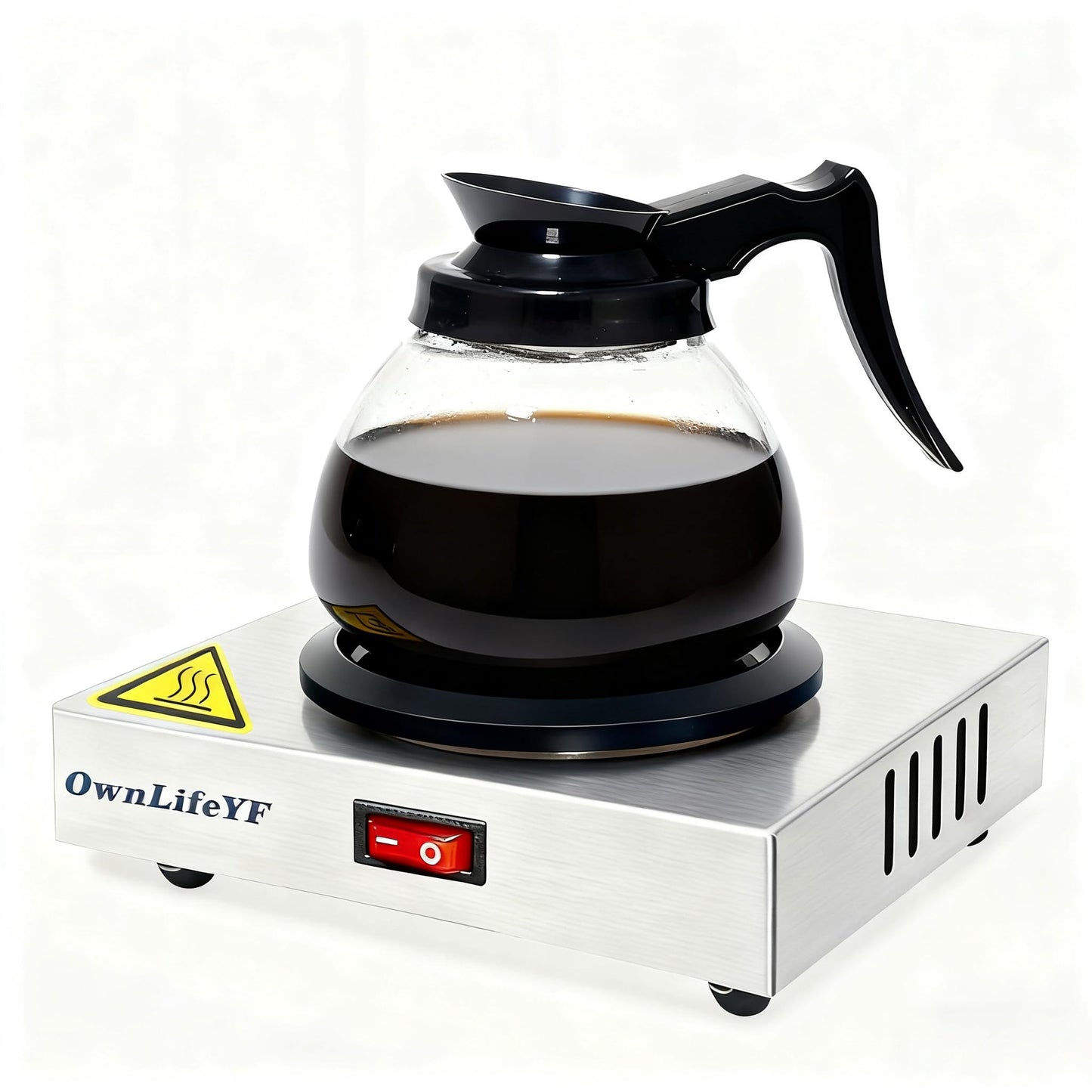 Commercial Coffee Warmer, 60W 176℉ Single Burner Decanter Warmer Plate, Stainless Steel, for Cafe, Break Room, Buffet, for Melting Beeswax, Softening Shea butte, Beverages, Milk & Tea, Ideal Gifts