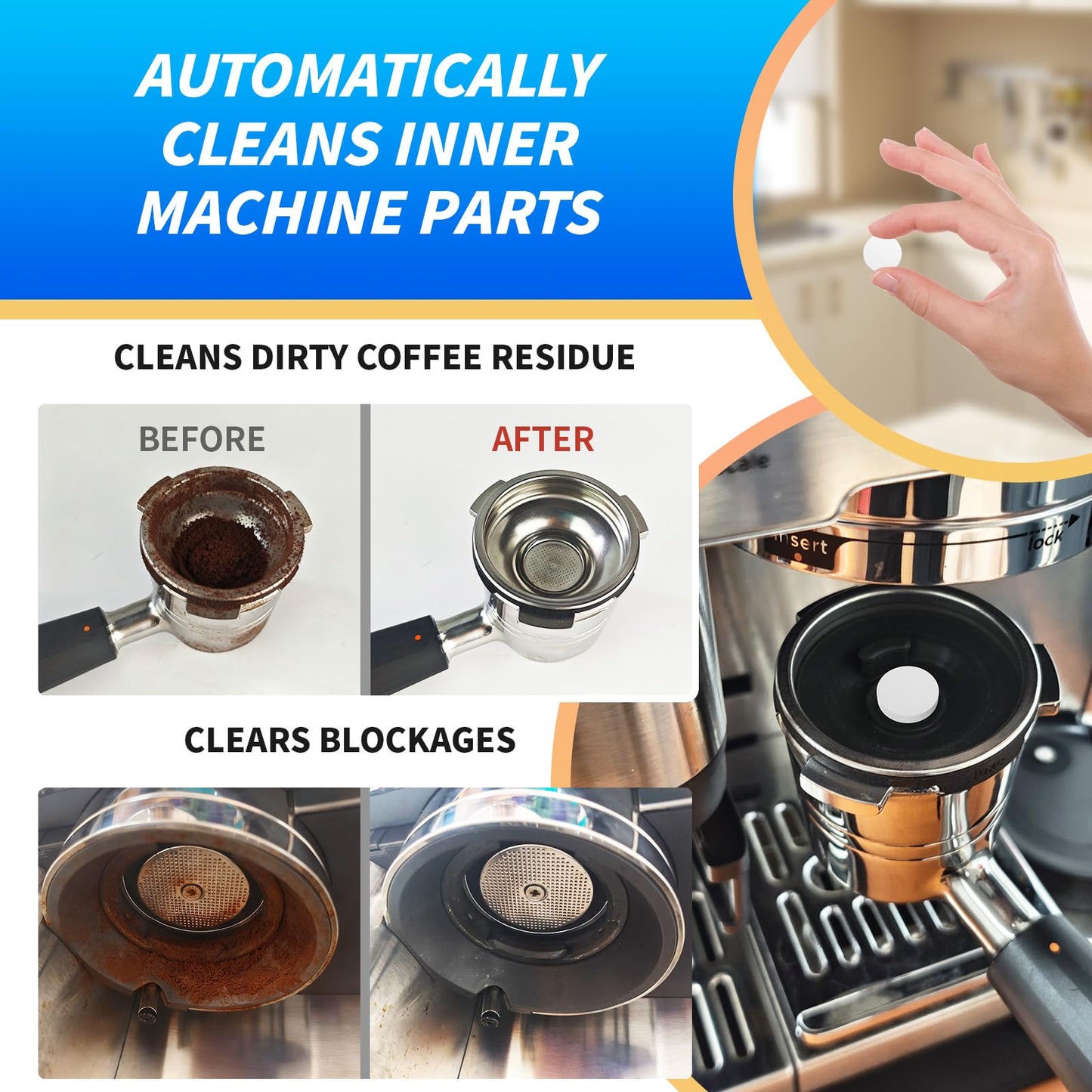 OCTPLAY Espresso Cleaning Supply Kit for Ninja Luxe Cafe, 6 Month Supply, Descale Packets, Cleaning Tablets, Water Filters,Disc,Espresso & Coffee Machine ES501 ES601 ES701 Cleaner