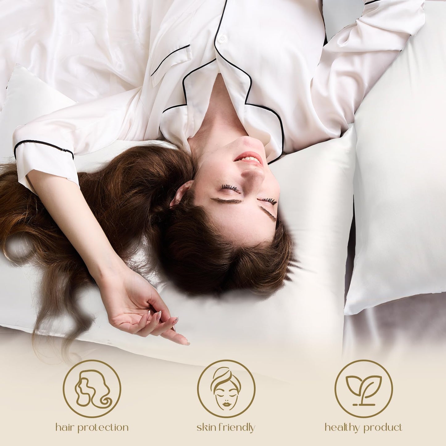 ZIMASILK 100% Pure Mulberry Silk Pillowcase 2 Pack, Soft and Smooth,Both Sides Premium Grade 6A Silk,600 Thread Count,with Hidden Zipper (Queen 20''x30'',White)