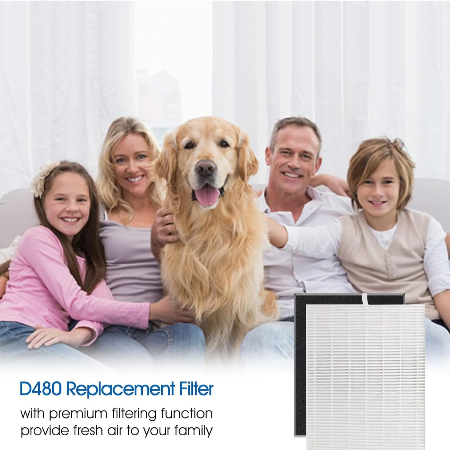 D480 Replacement Filter D4, Compatible with Winix D480 Air Purifier, Includes 2 pcs H13 Grade True HEPA and 8 pcs Activated Carbon Filters, D4 Filter Part Number 1712-0100-00
