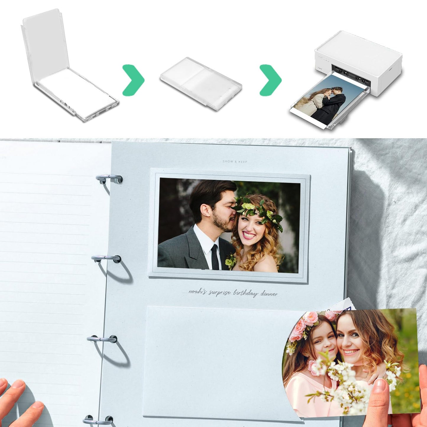 MUSCAN Compatible SD21/SD31 Refill Cartridge and Photo Paper 4x6 for Liene Amber M100/M200 Photo Printer (2 Cartridge,80 Sheets 4x6 Glossy Photo Paper) – Also Compatible with DHP512/DHP513 Printer
