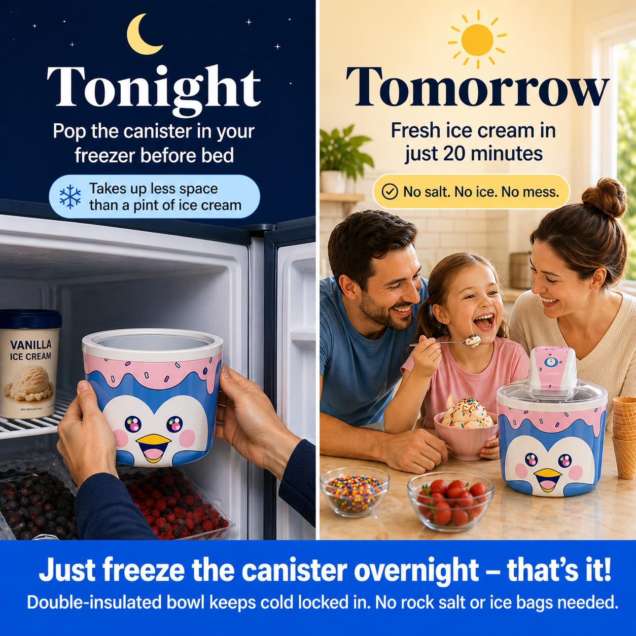 Fun Electric Ice Cream Maker Machine for Kids - Best Countertop Ice Cream Machine for Homemade Soft Serve, Sorbet, Gelato, Frozen Yogurt - Fun Small Personal Dessert Maker for Families, Easy to Clean