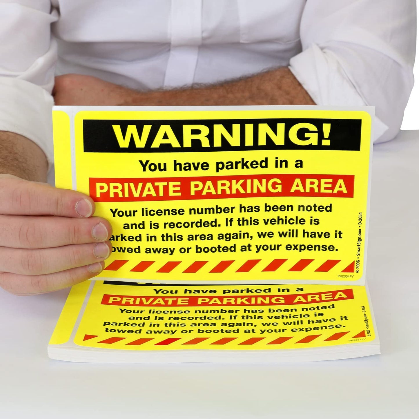 SmartSign 'You Have Parked in Private Parking Area' Violation Stickers, Book of 50 Labels, 5" x 8", Tow Warning Parking, Hard to Remove Write-On Tickets, Fluorescent