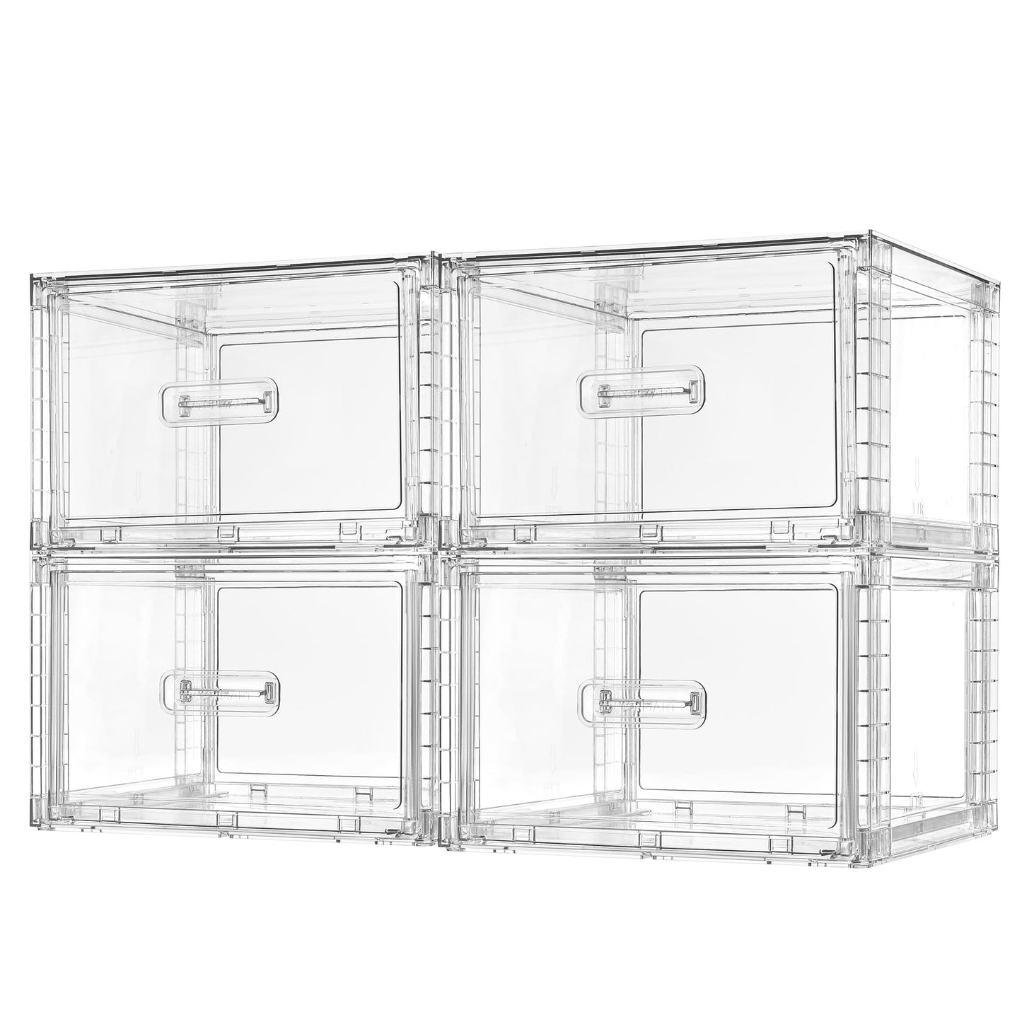Vtopmart 4 Pack 18QT Clear Stackable Storage Drawers,Easily Assemble Closet Organizers,Plastic Storage Bins for Bathroom,Cabinet,Kitchen Pantry,Under Sink Organization(Medium)