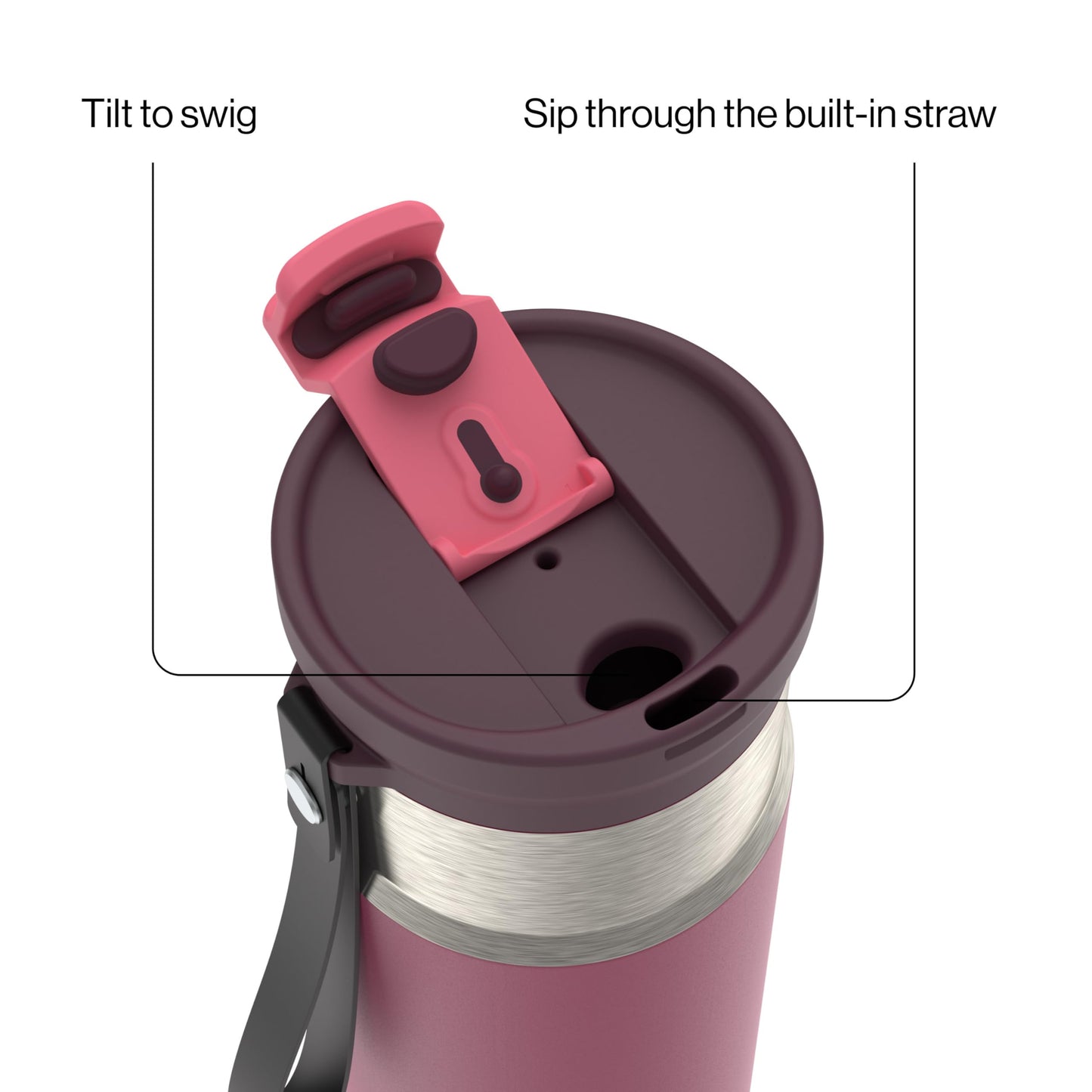 Contigo DualSip 16 oz Compact Stainless Steel Vacuum-Insulated Water Bottle with 2-in-1 Leakproof Lid (Straw or Spout), BPA-Free & Lead-Free, Dishwasher Safe