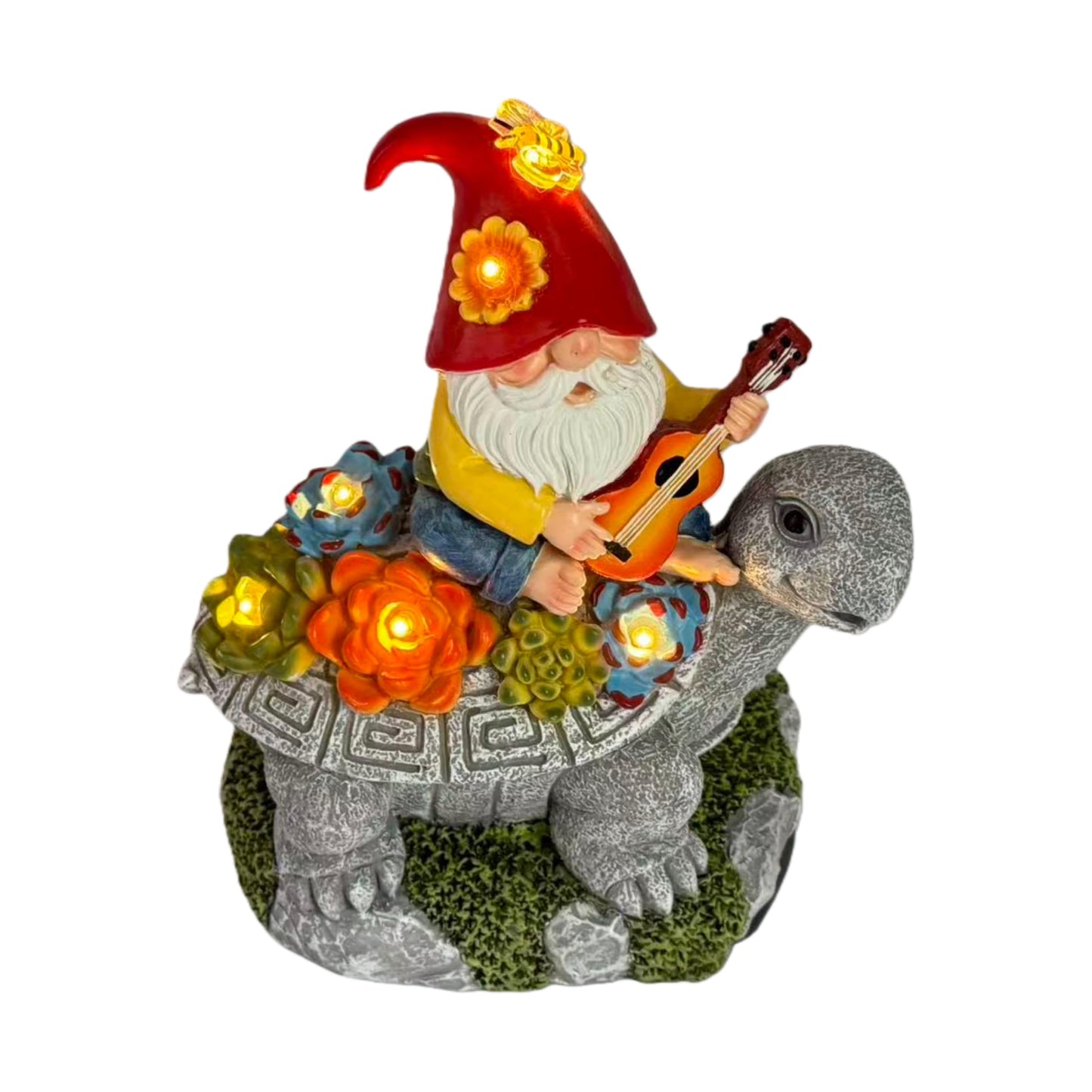 Memeyou Gnome Hide a Key Outside Gnome with Guitar Turtle Garden Decor Outdoor Key Hider Funny Yard Patio Lawn Decorations Solar Figurine Light Ornaments Housewarming for Women Mom Grandma