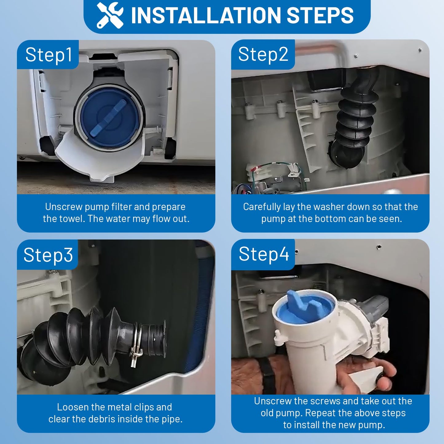 GFW850SPN2RS GFW550SSN0WW GFW650SSN2WW GFW850SPN0RS GFW550SSN2WW Washer Drain Pump and Filter for GE Washer, WH11X39237 Drain Pump Replacement for GE Washer Parts GFW550SSN1WW GFW650SSN0WW