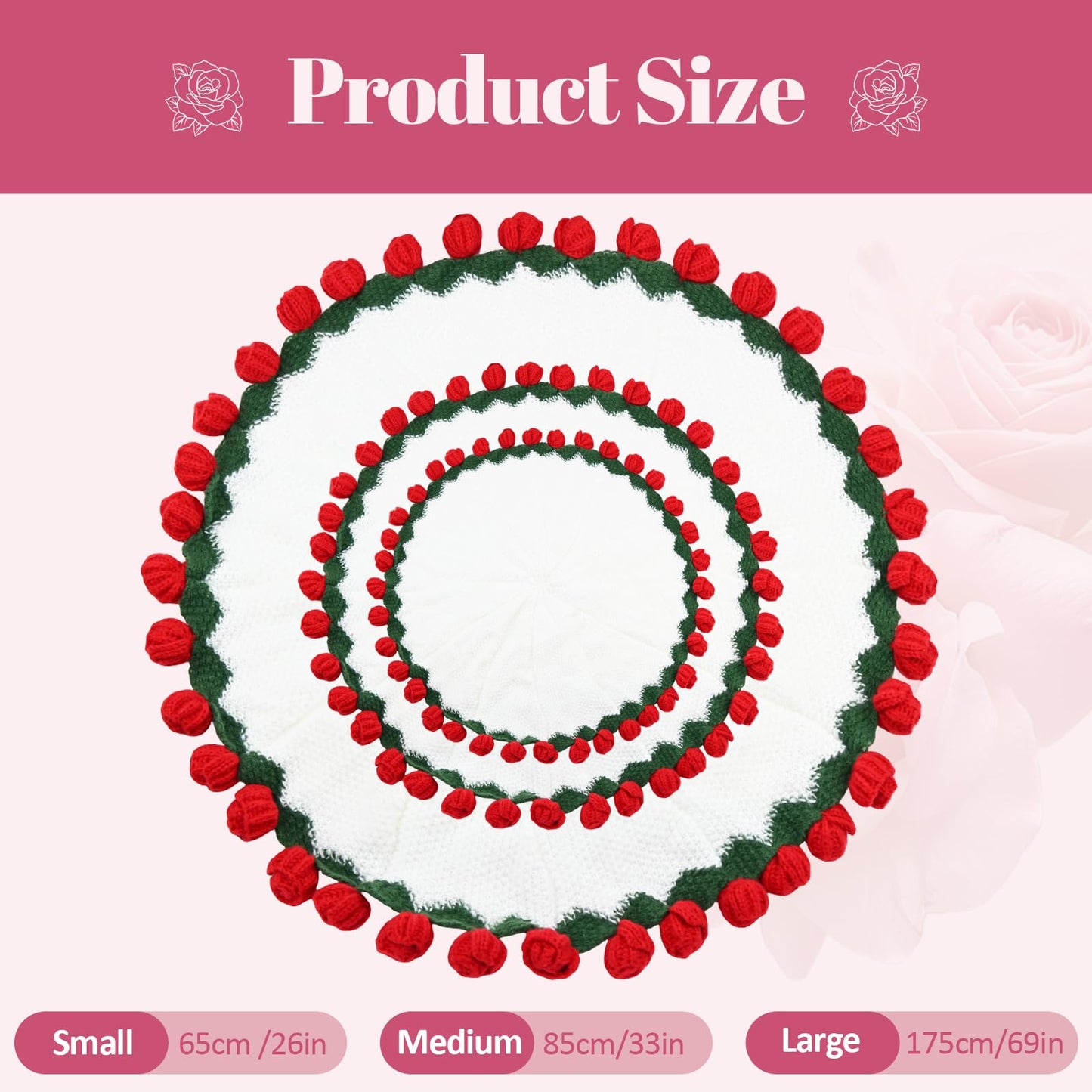 ZMJY Bouquet Blanket 3D Rose Flower Blanket, Ultra-Soft & Breathable Throw Blanket, Handmade Romantic Gift for Birthday, Wedding, Home Decor for Bed, Couch, (Small)