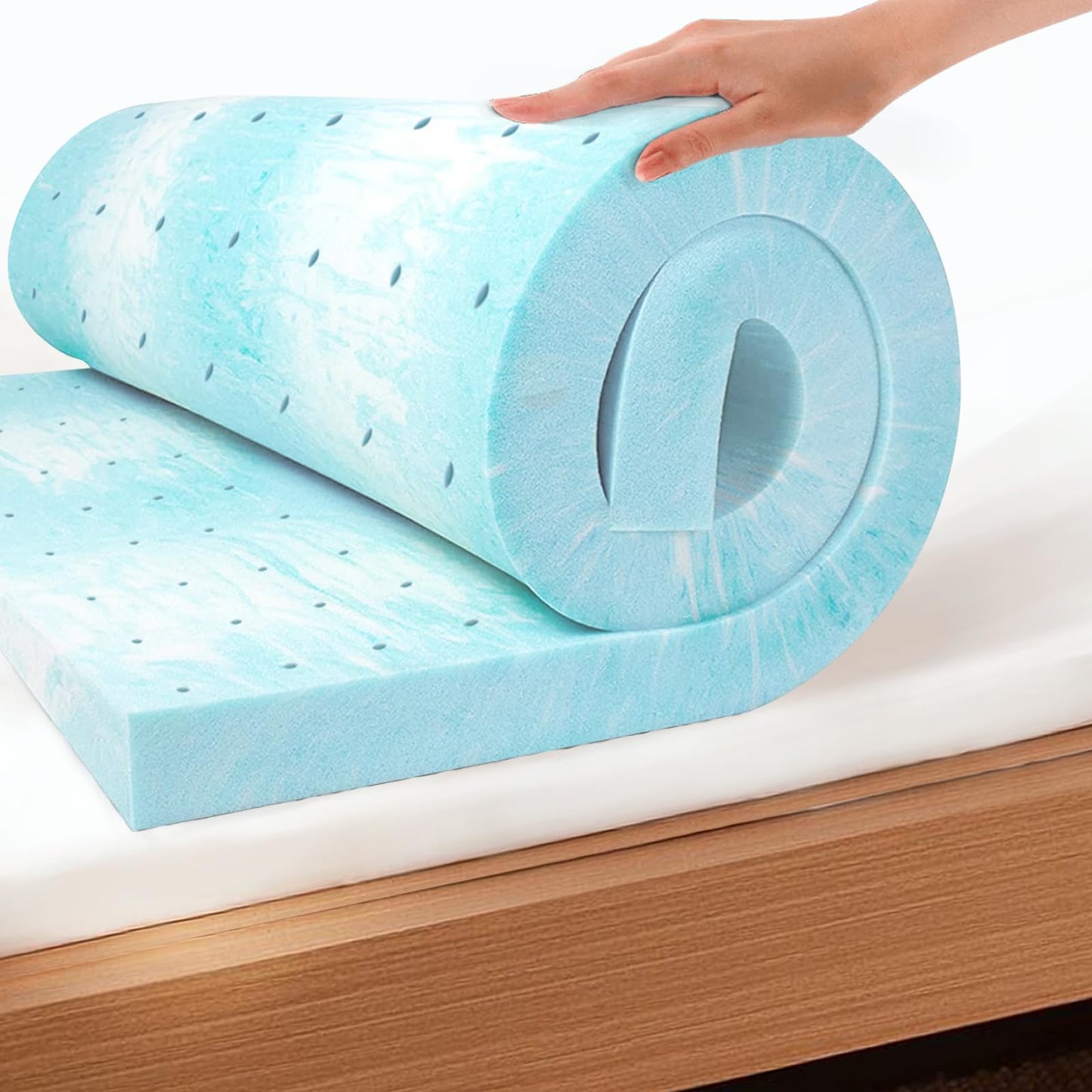 EGO Topper 3 Inch Full Memory Foam Mattress Topper, Cooling Gel Foam Mattress Topper for Pressure Relief, Ventilated Design Bed Topper in a Box, CertiPUR-US Certified, 54"×75", Medium