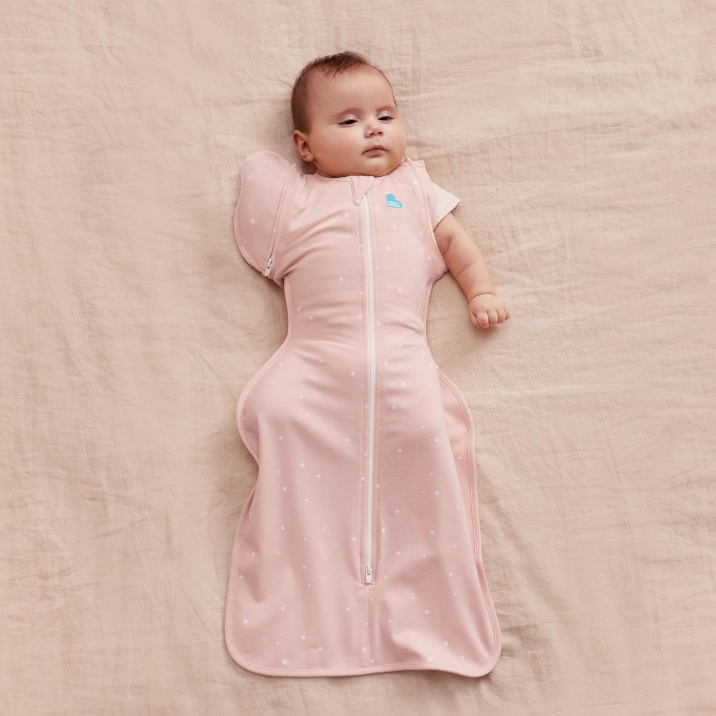 Love to Dream Swaddle Up™ Transition Bag, 1.0 TOG, 13-19 lbs, Stage 2, Zip-Off Wings, Gently Help Baby Transition from Being Swaddled to Arms Free When Showing Signs of Rolling, Powder Pink Twinkle
