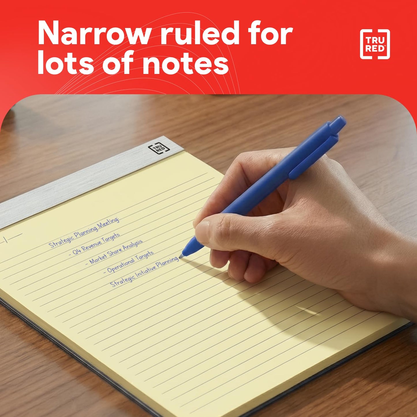 Staples TRU RED Notepads, 8.5" x 11.75", Narrow Ruled, Canary, 50 Sheets/Pad, 12-Pack