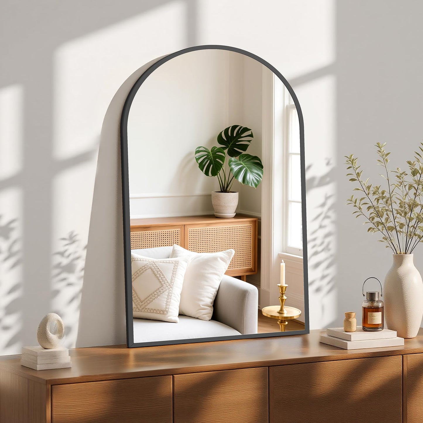 Sweetcrispy 24"x36" Arched Black Bathroom Mirrors for Wall, Bathroom Mirrors for Over Sink, Metal Framed with HD Shatter-Proof Glass for Entryway, Living Room, Bedroom, Home Decor