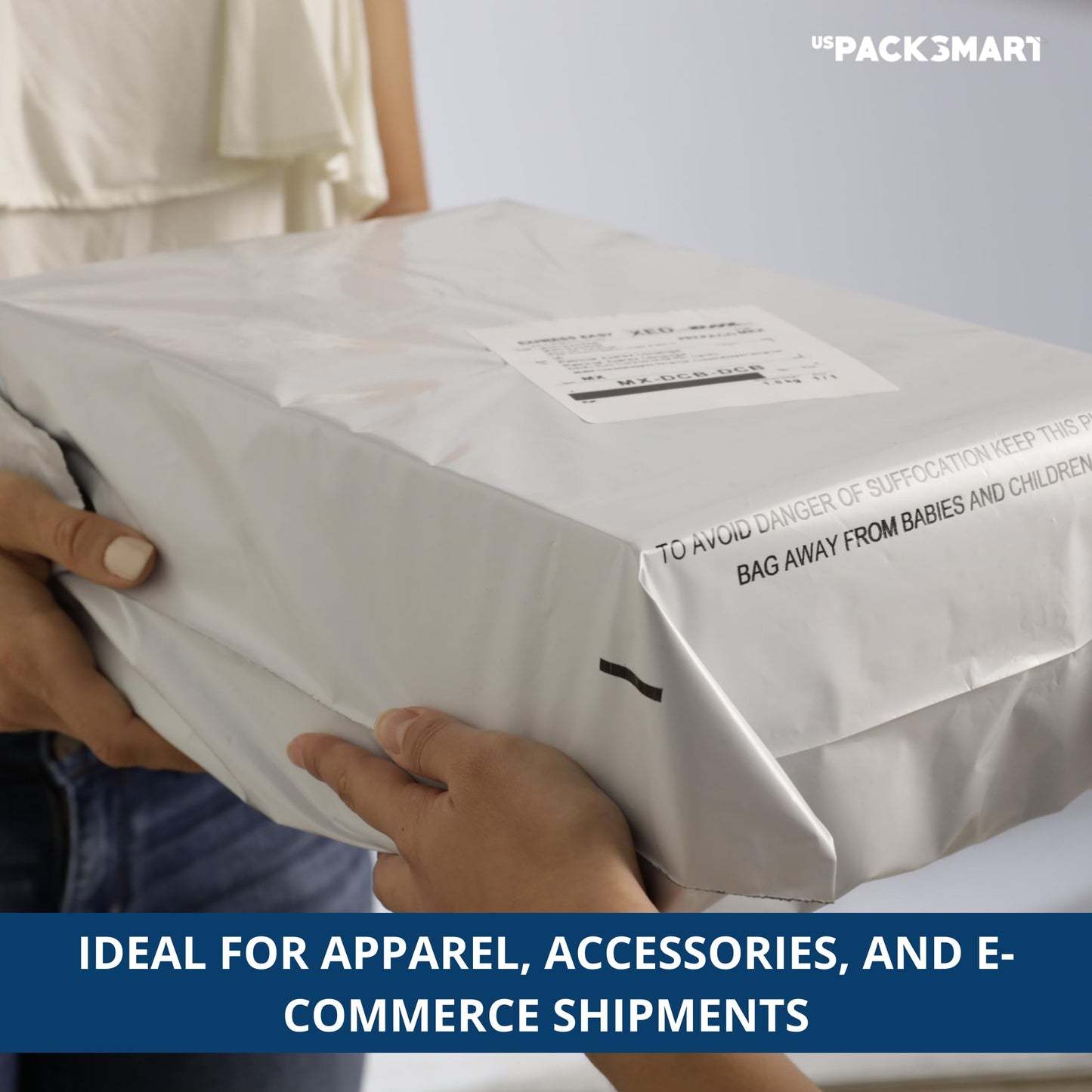 US PACK SMART White Plastic Poly Mailers 19"x24" | Shipping Bags for Clothing, Books & Accessories | Durable Shipping Envelopes | Waterproof and Tear-Proof with Strong Self-sealing Adhesive | 100-Pack