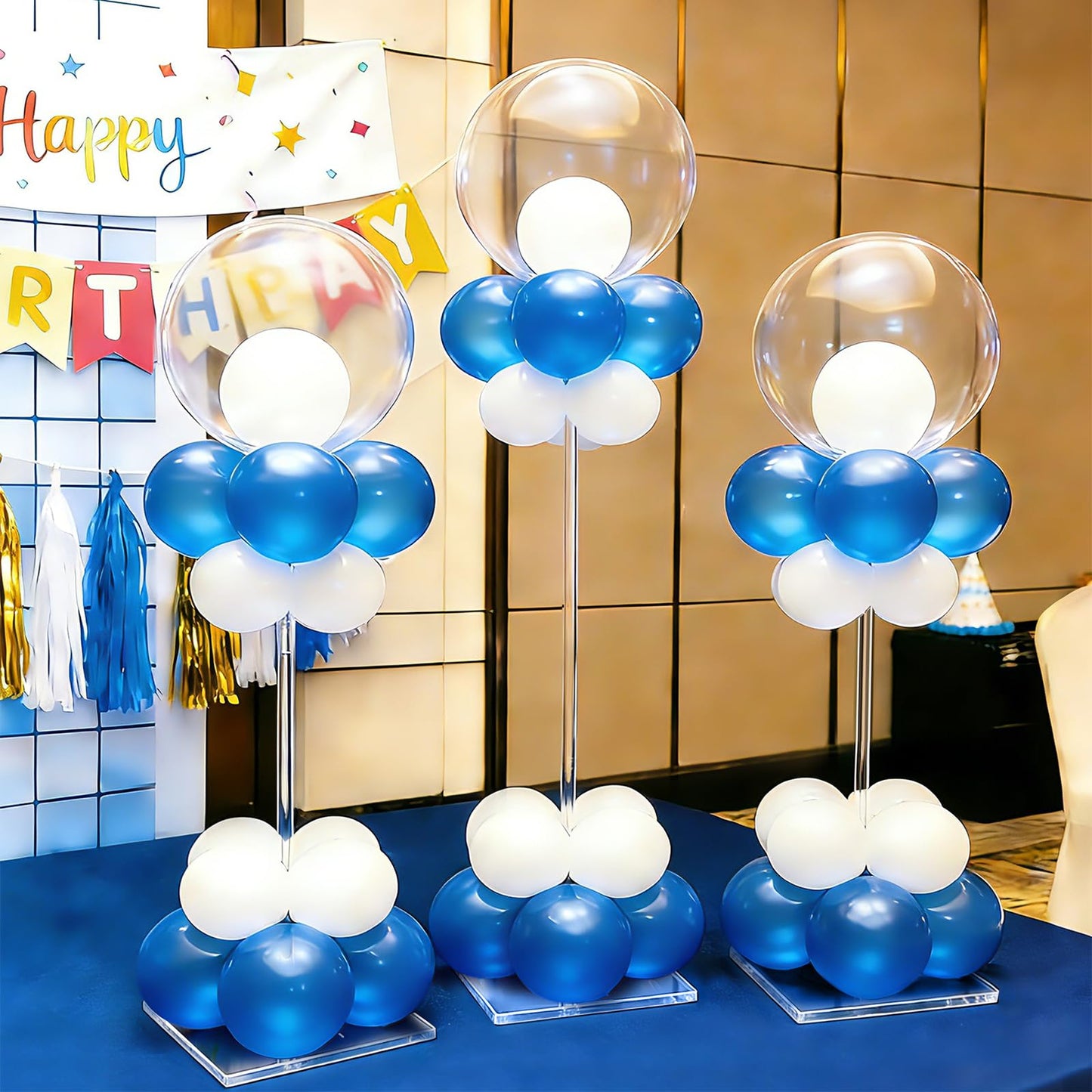 HONTUU 6 Pack Clear Acrylic Balloon Stand Kit, 23.6 Inch Reusable Balloon Sticks Holder with Base Perfect for Tabletop Centerpiece Party Event Decorations (23.6" 6 Pack)