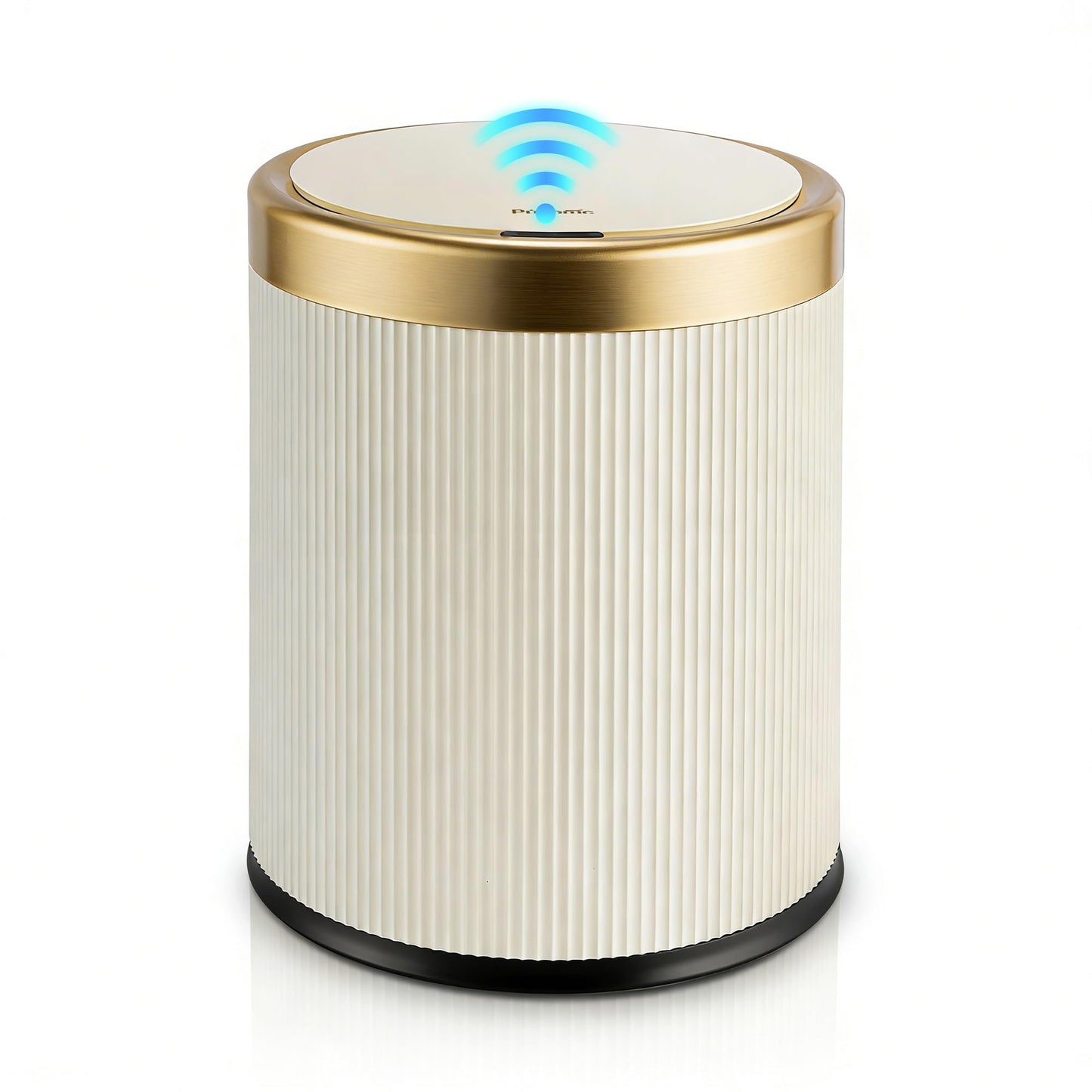 Pukomc Bathroom Trash Can with Lid，3.5 Gallon Motion Sensor Waterproof Touchless Garbage Can, Smart Plastic Trash Bins Suitable for Kitchen, Bathroom, Bedroom, Living Room, Office Beige