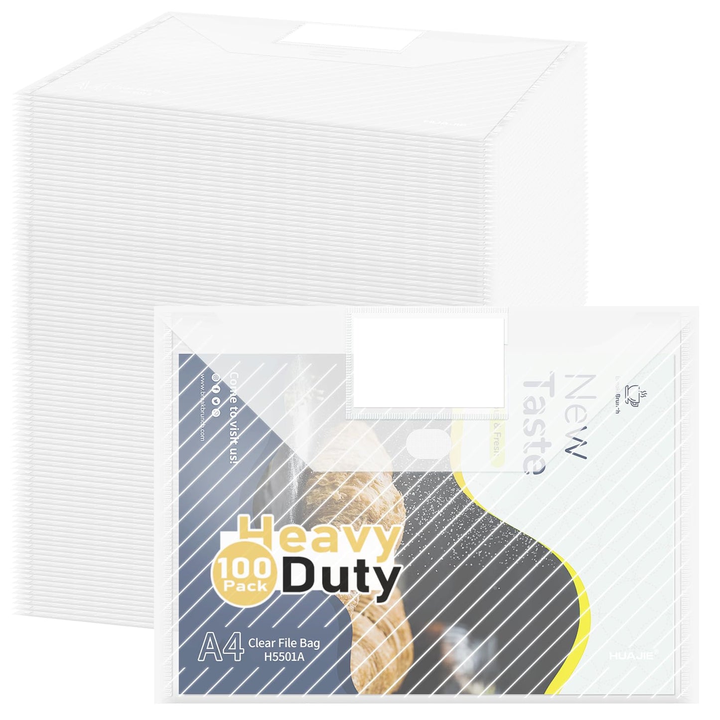 WORPSON 100 Pack, Clear Plastic Envelopes File Folders, HeavyDuty Document Holder with Label Pockets for Letter and A4 Size, Document Folder for School Home Work Office Organizer (100)