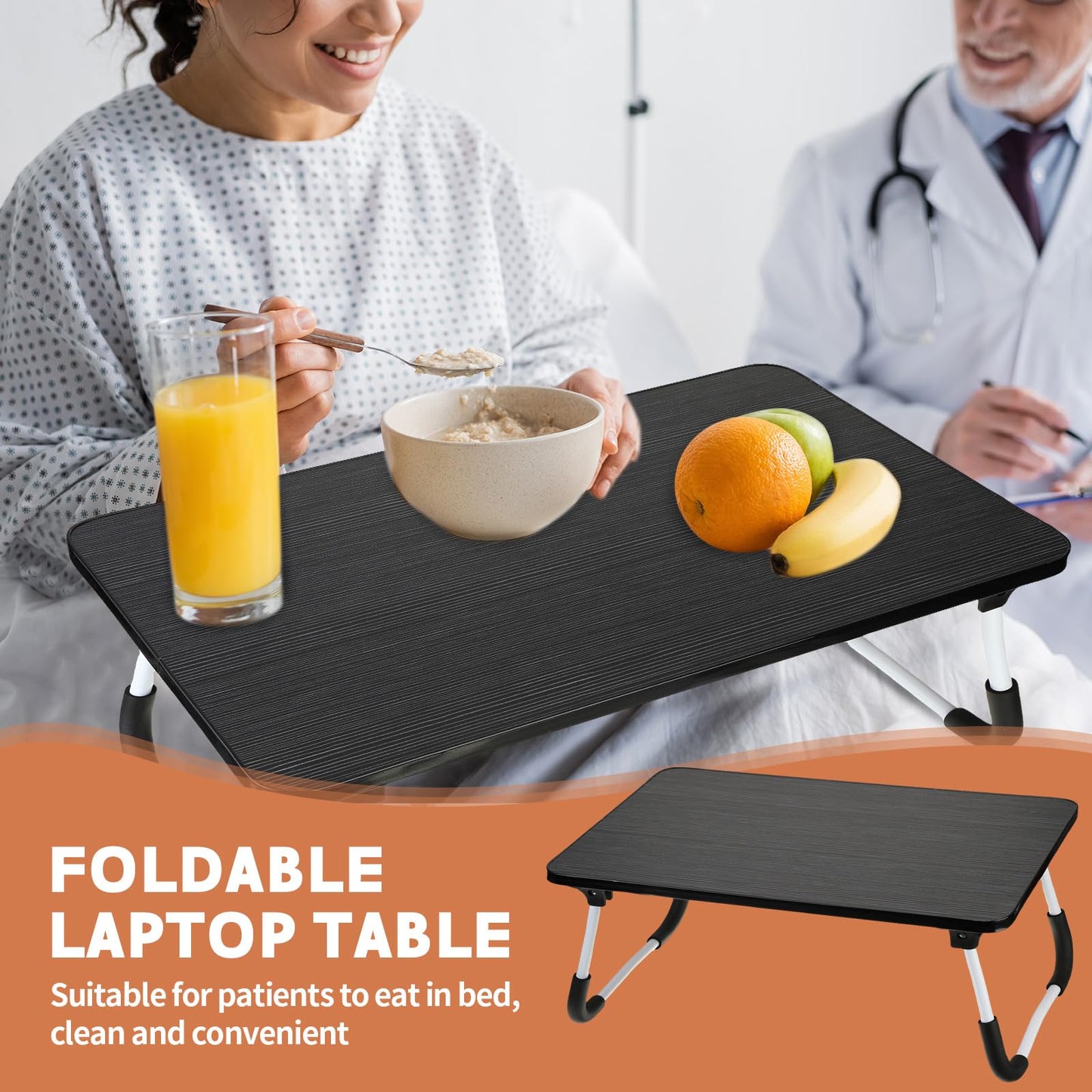 2 Pcs Foldable Laptop Table Lap Desk Mini Bed Table Portable Bed Tray Laptop Stand for Couch Sofa Working Reading Eating Children Workers School Classroom Home Office Supplies (Black)