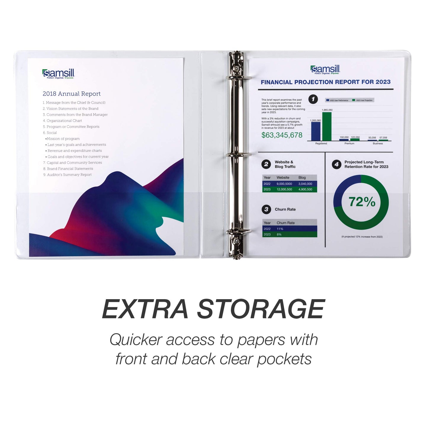 Samsill Durable 1 inch 3 Ring Binder, D Ring Binder, 100% Recycled Chipboard, White, 12 Pack