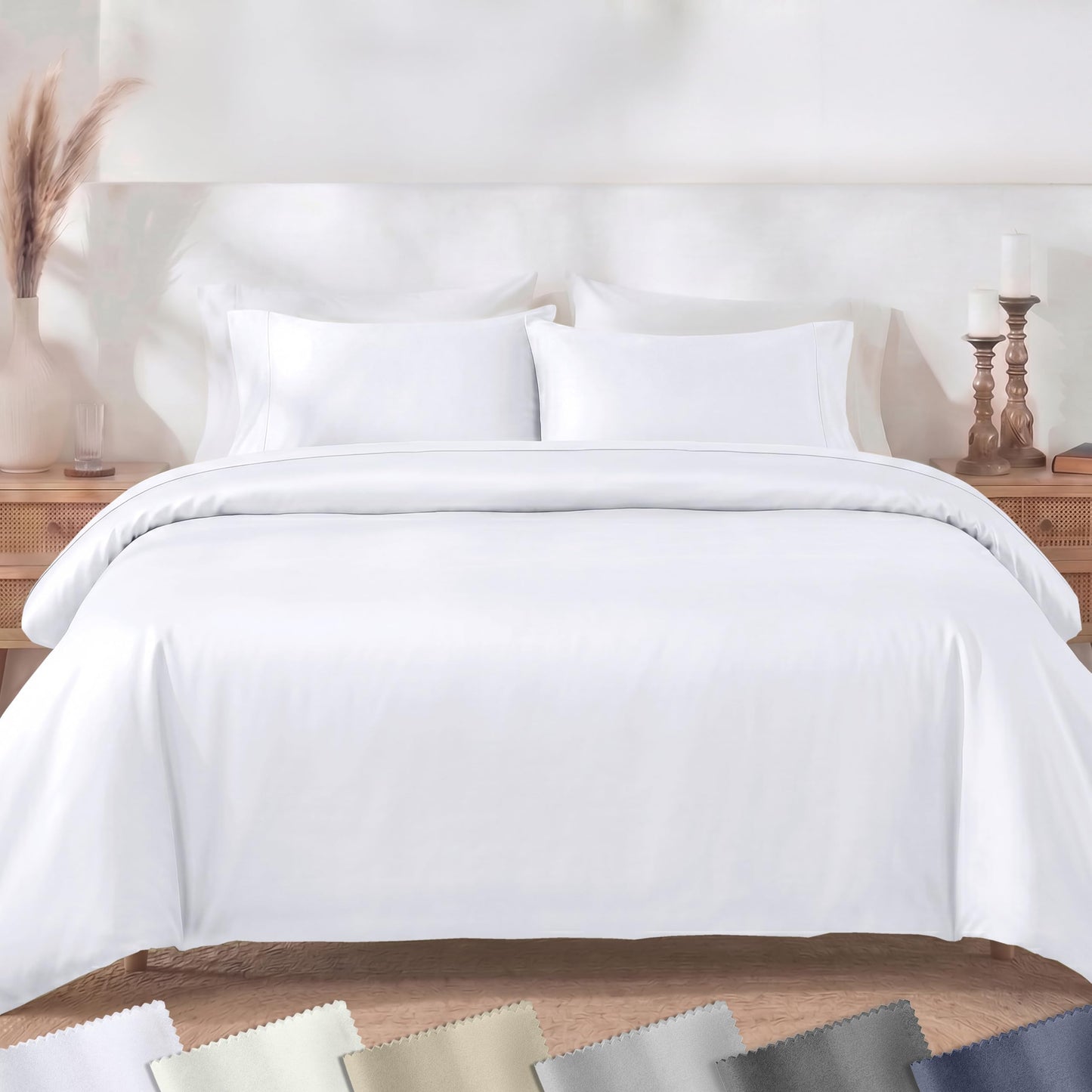 California Design Den 2 Pc Twin XL/Twin Duvet Cover Set - Winner Good Housekeeping Best Bedding Awards 2025, 400 Thread Count Sateen, 100% Cotton Duvet Covers, Button Closure, Corner Ties - White