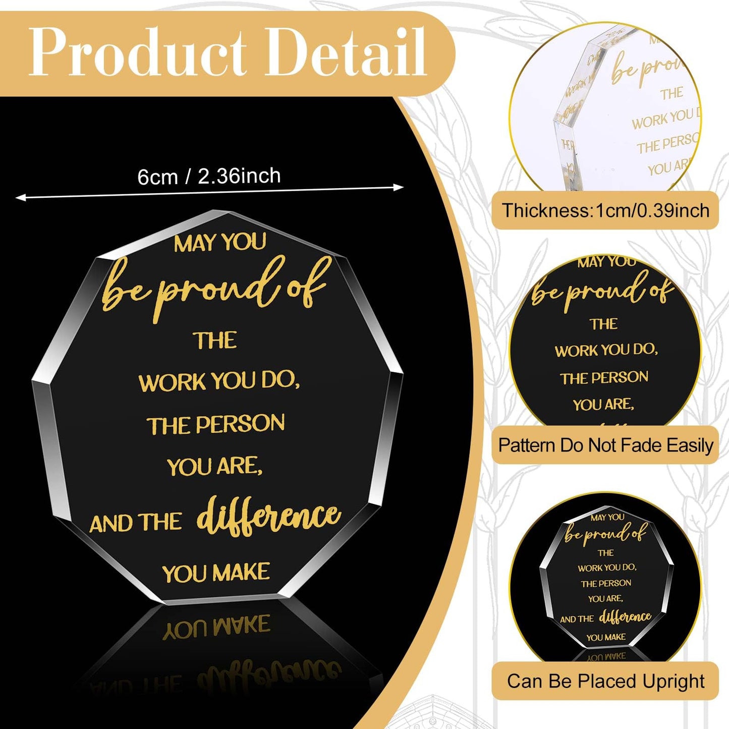 Huquary 50 Pcs Employee Appreciation Awards for Coworker Acrylic Thank You Gifts Trophy Be Proud of The Work You Do Prizes for Colleague Retirement Farewell Motivational Gift (Irregular Style)