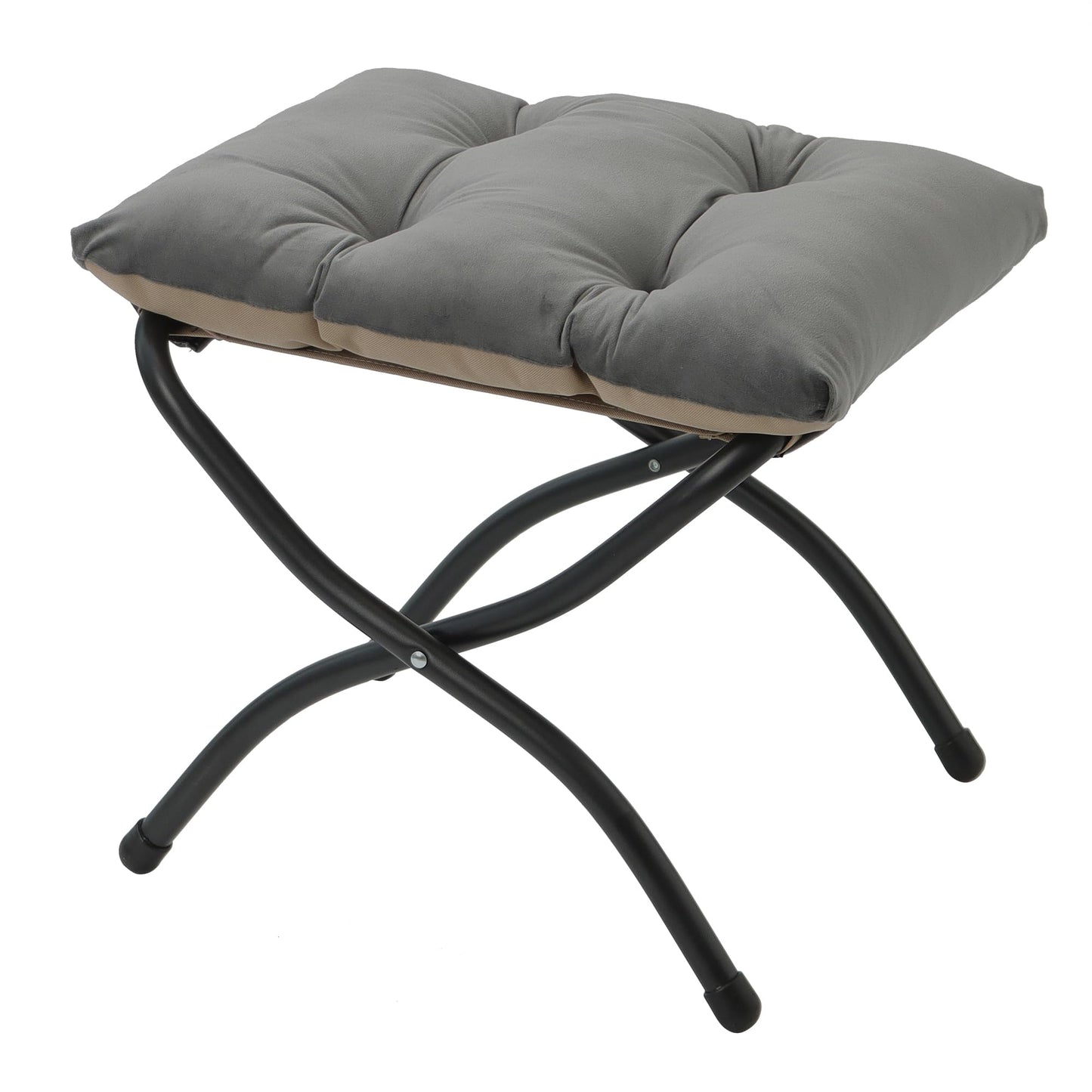 Mordchil HF 15"(H) Folding Ottoman, Foldable Footrest Stool, Portable Small Foot Stool for Couch, Collapsible Foot Rest Ottoman for Sofa, Accent Padded Ottomans for Living Room, Bedroom, Dark Grey