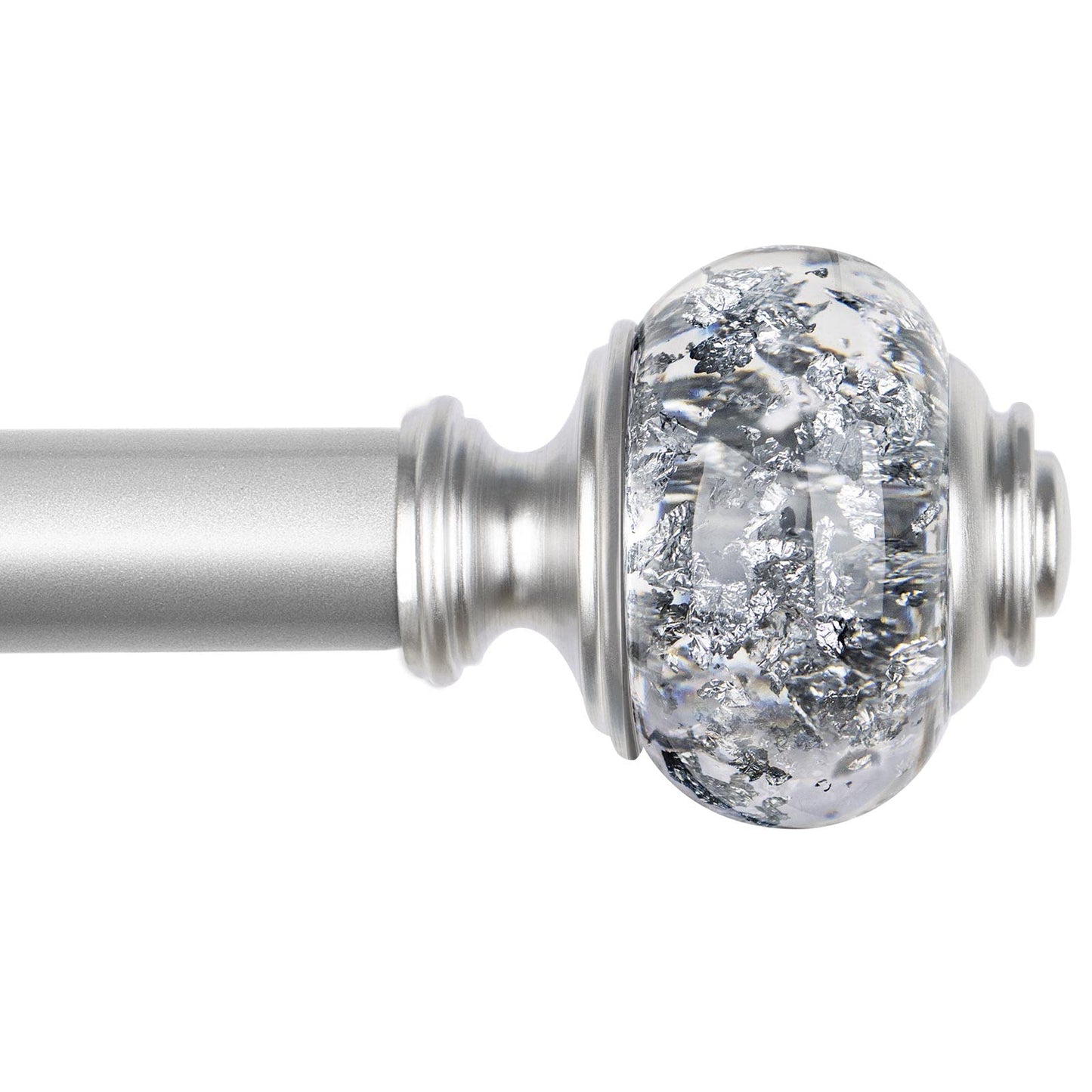 1 Inch Curtain Rods 72 to 144 Inches (6 to 12 ft) Telescoping Single Drapery Rod, USFOOK Heavy Duty Curtain Rods for Windows with Silver Decorative Translucent Finials