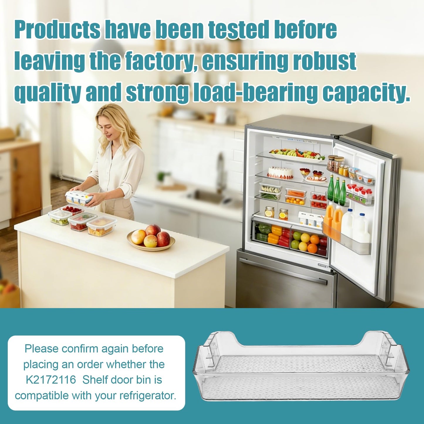 K2172116 Refrigerator Upper Door Bin Shelf 16 in Compatible with Hisense Refrigerator Door Bin HRB171N6ASE, HRB171N6BSE, HRB171N6AWE, HRB171N6ABE, MRB172N6AWE, RB17A2CWE. Part No: B05112366. 1-Year.