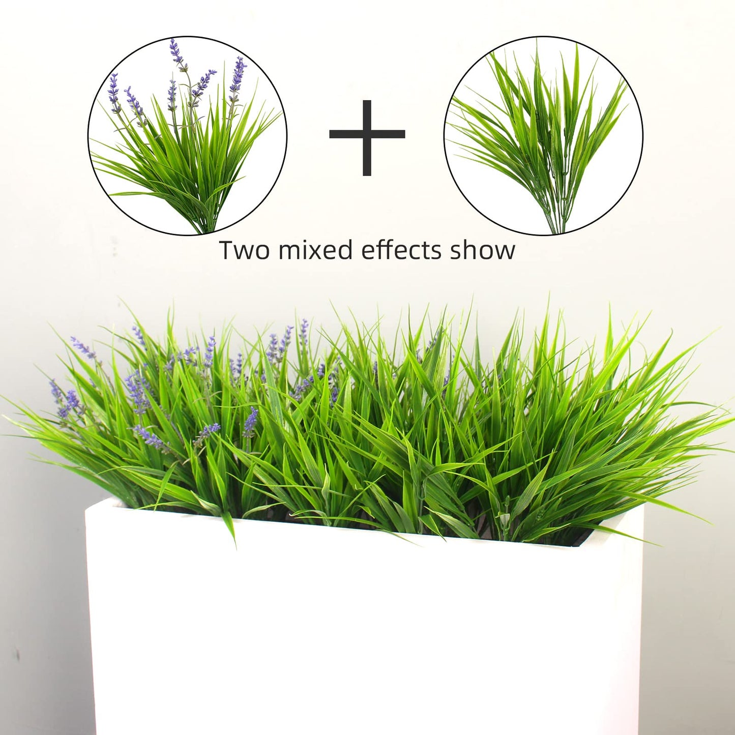 alyptus Artificial Plants Outdoor Fake Monkey Grass with Flowers for Pot UV Resistant Plant Decor for Window Garden Patio Hanging Planter Pathway Front Porch (Grass with Flowers)