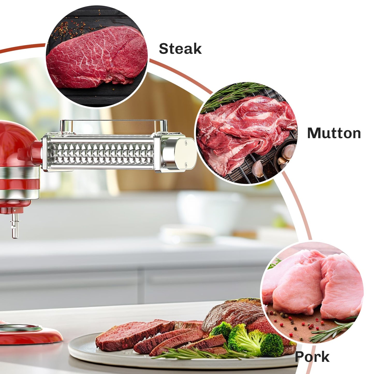 Tenderizer-Attachment-Kitchenaid-Household-Accesssories, Stainless Steel Gear for Kitchenaid Meat Tenderizer, Meat Tenderizer Machine by Gvode