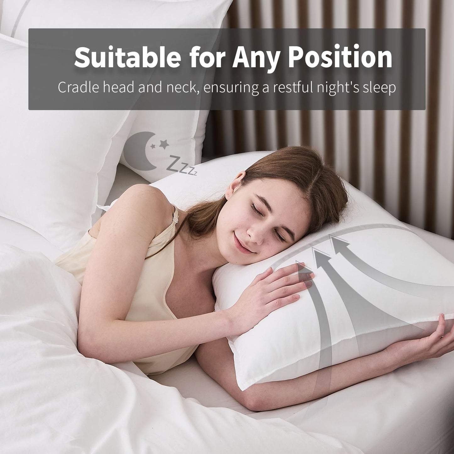 MUFEW Bed Pillows Queen Size Set of 4, Medium Firm Hotel Pillows for Sleeping, Cooling Pillows for Side & Back Sleepers, Down Alternative Filling, 20 x 28 Inches