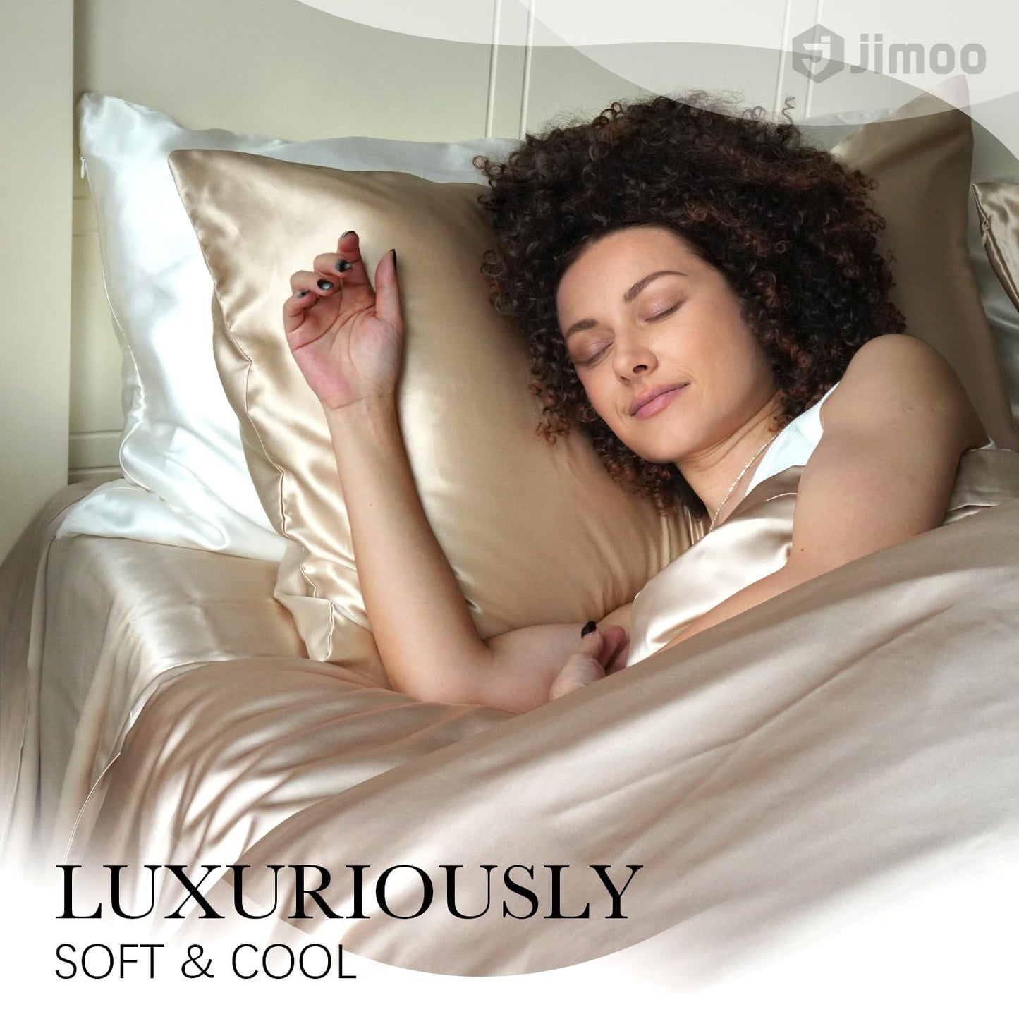 100% Mulberry Silk Pillowcase for Hair and Skin, 22 Momme Pure Natural Silk Pillow Case Both Sided with Zipper, Pillow Cover for Women Mom Men (White, Standard 20''×26'', 1 Pack)