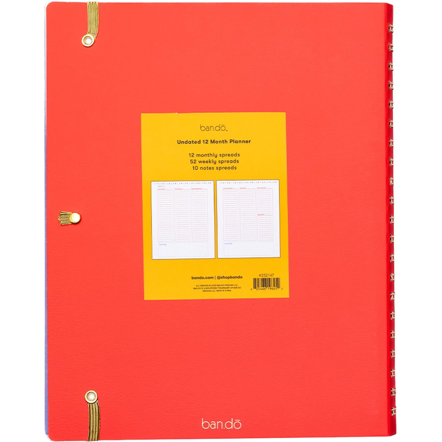 ban.do Undated Weekly Planner, Semi-Concealed Spiral Notebook with Stickers, To-Do Lists, Guided Wellness Journal, Daily Organizer for School or Office (Ready for Anything)