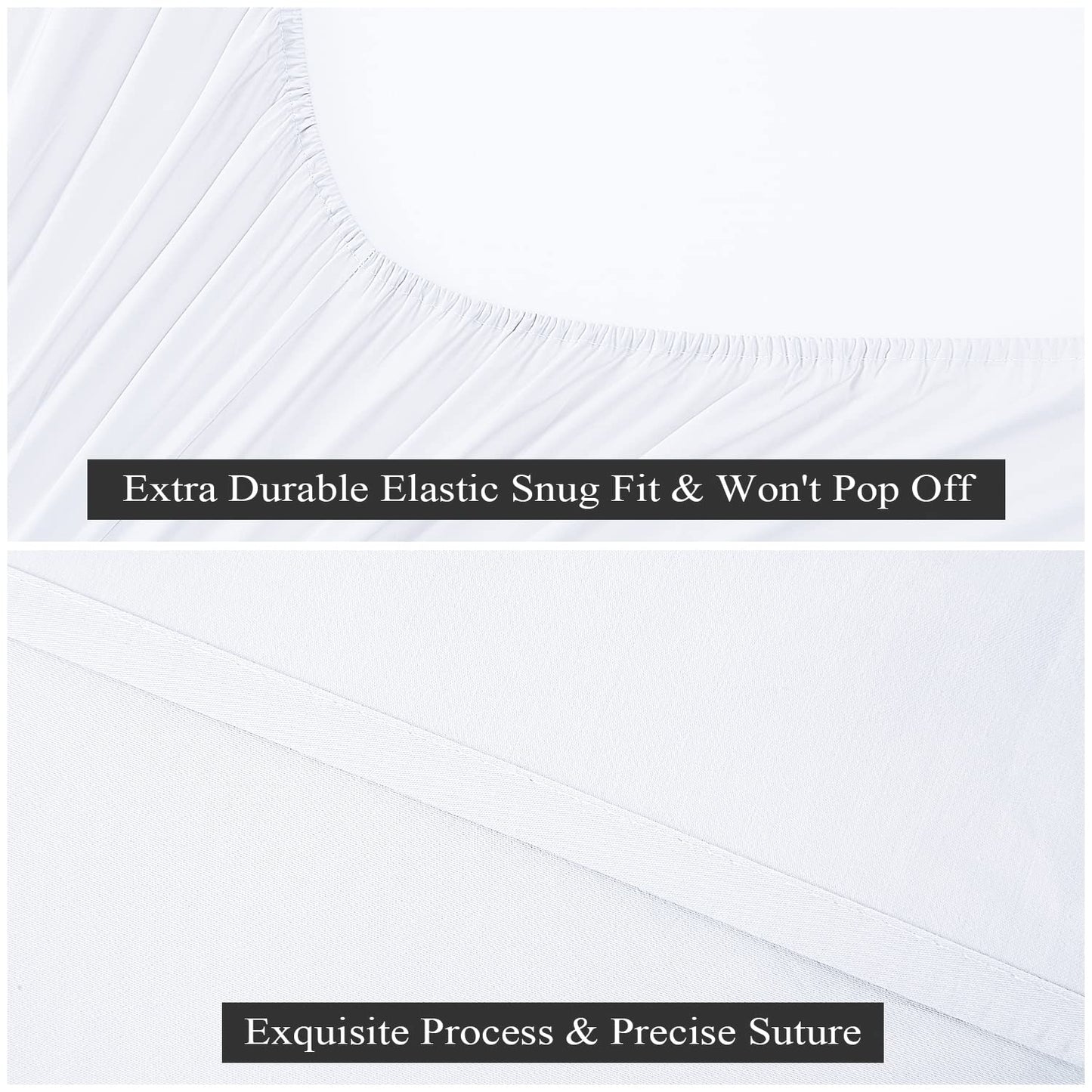 2-Pack Pure Cotton Twin XL Fitted Sheet for Adjustable Bed Split King, 600 TC 16" Deep Pocket Egyptian Cotton Fitted Sheet (2pcs, Twin XL, White)