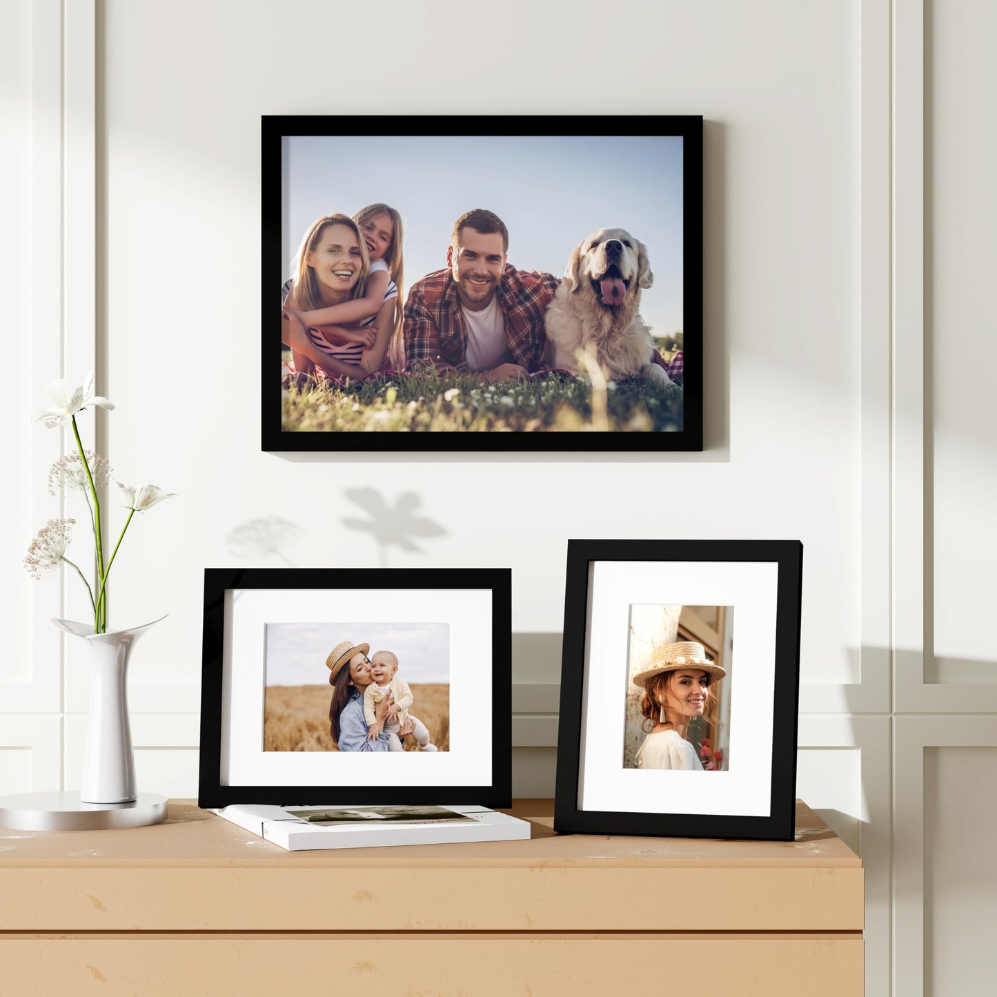 decorUhome 8x10 Picture Frame Set of 10, Display Photos 5x7 with Mat or 8x10 Unmatted for Picture Frames Collage Wall Decor, Black