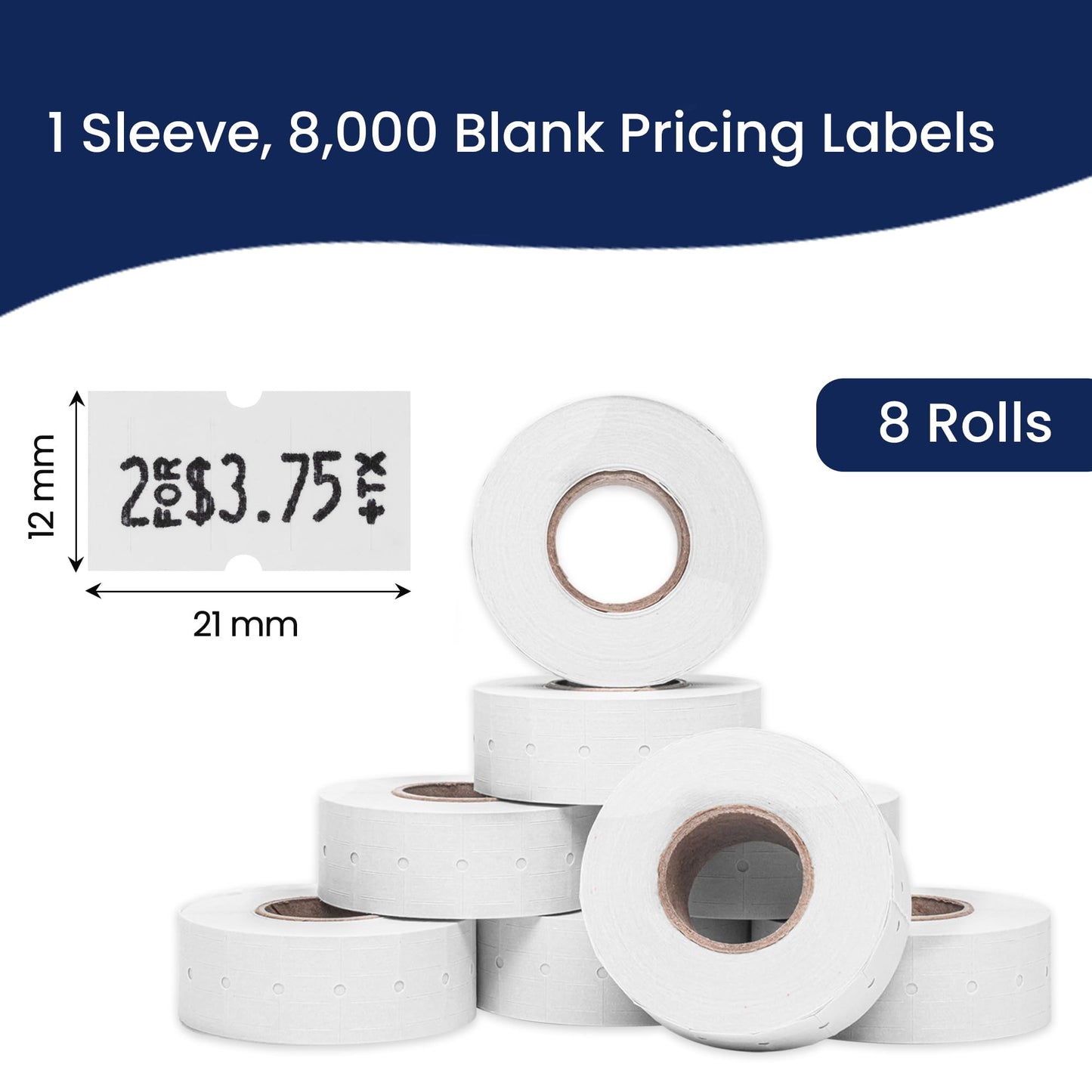 Perco 1 Line Freezer Adhesive Labels - 8,000 Blank Price and Date Gun Labels for Perco Lite, X, Plus and Pro 1 Line Price and Date Guns - 8 Rolls, 1 Sleeve - Made in USA