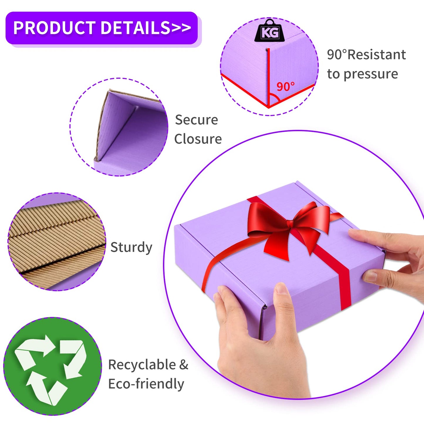 AIYUNNI 25 Pack Small Shipping Boxes Purple Corrugated Cardboard Box 13x10x2 inches，Corrugated Box for Packaging Small Business,Mailing Packing Literature Mailer,Shipping Gift Boxes