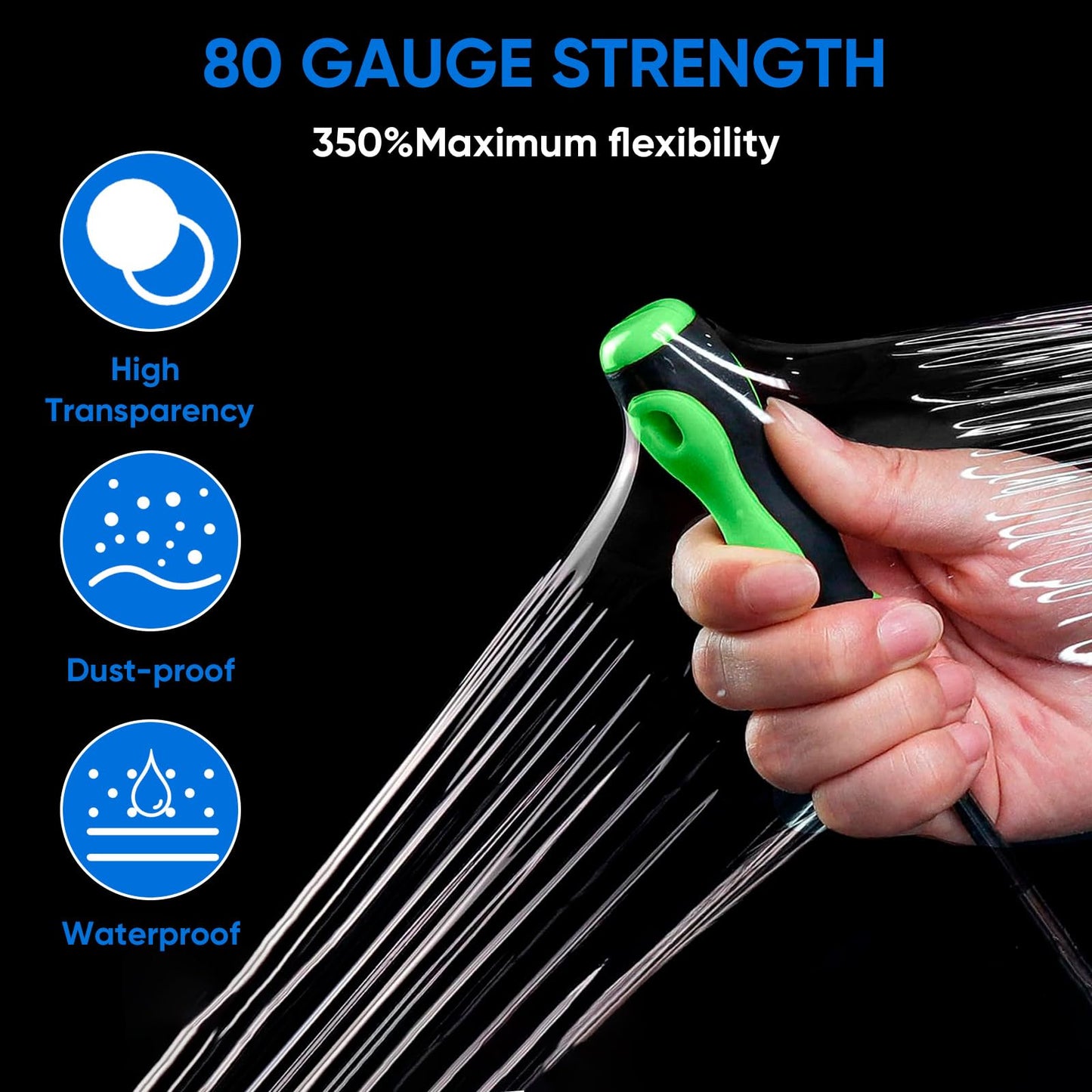 TICONN 4Pk Stretch Wrap Stretch Film Roll, 1000ft Industrial Strength 5 inch Wide Clear Plastic Wrap with Handles for Pallet Wrapping Shipping Moving
