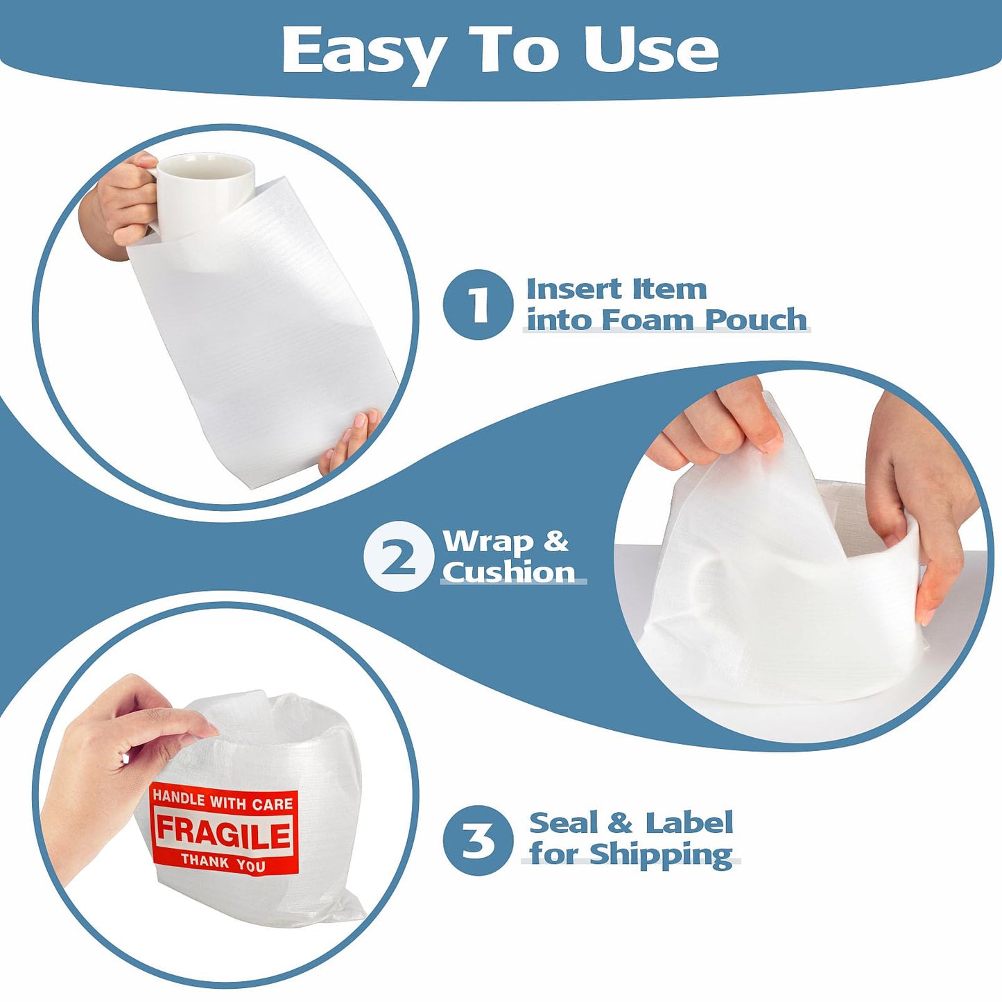 540 pcs Moving Dish Packing Supplies, 290 Cushion Foam Pouches and Sheets, 4 Sizes (16x12", 12x12", 12x7.8", 7.8x7.8") with 250 Fragile Stickers, Foam for Moving, Packaging, Commercial & Household Use